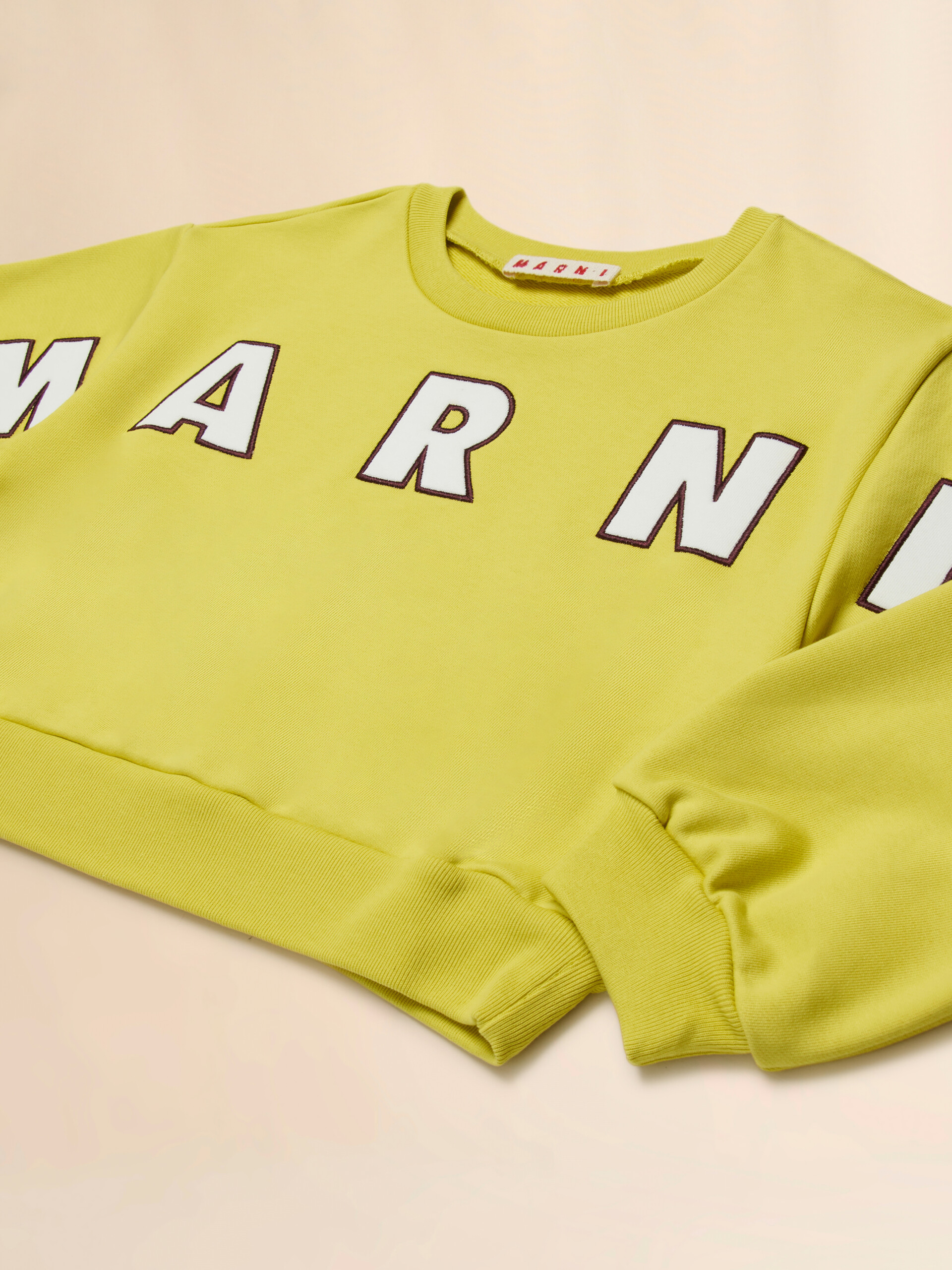 Pink cotton cropped sweatshirt with embroidered logo - Sweaters - Image 4