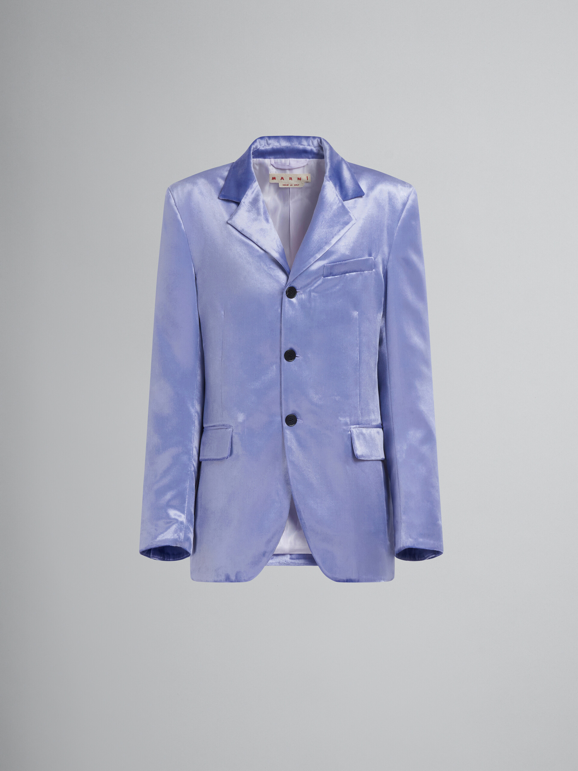 Lilac single-breasted velvet blazer - Jackets - Image 1
