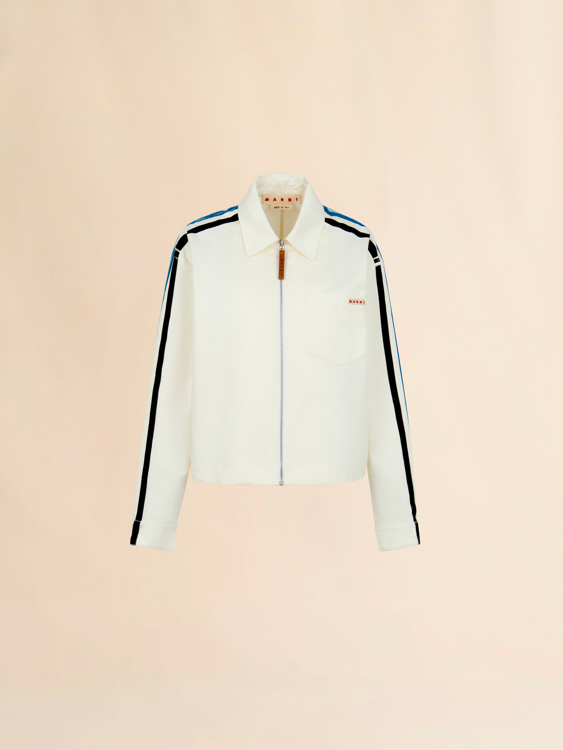 White gabardine zip shirt with stripes - Shirts - Image 1