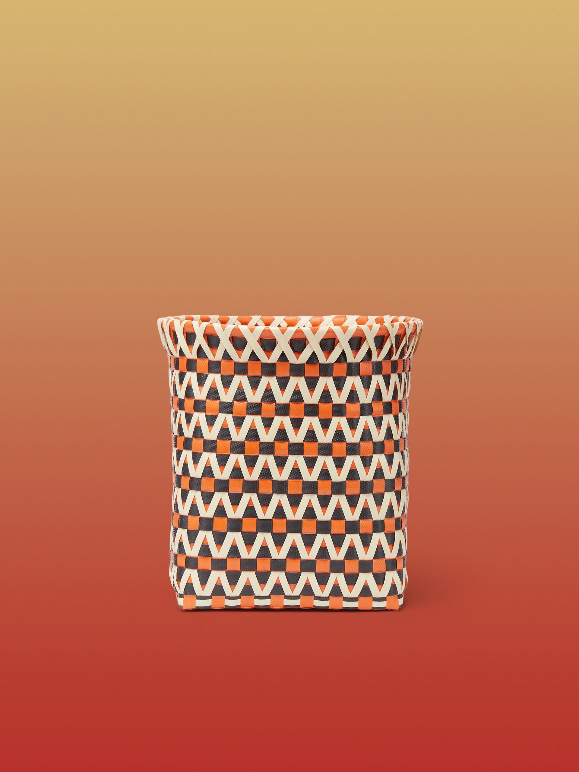 MARNI MARKET basket in orange black and white woven PVC - Home Accessories - Image 1