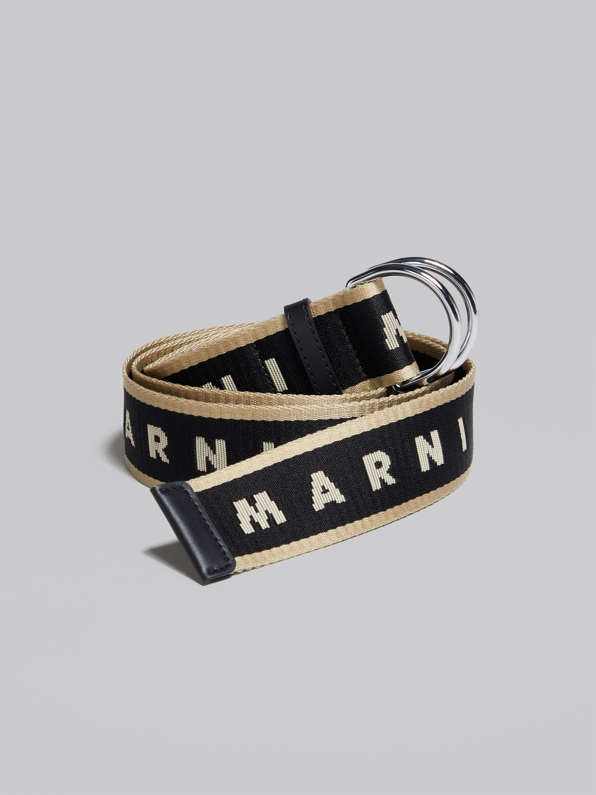 Black fabric slider belt with logo - Belts - Image 3