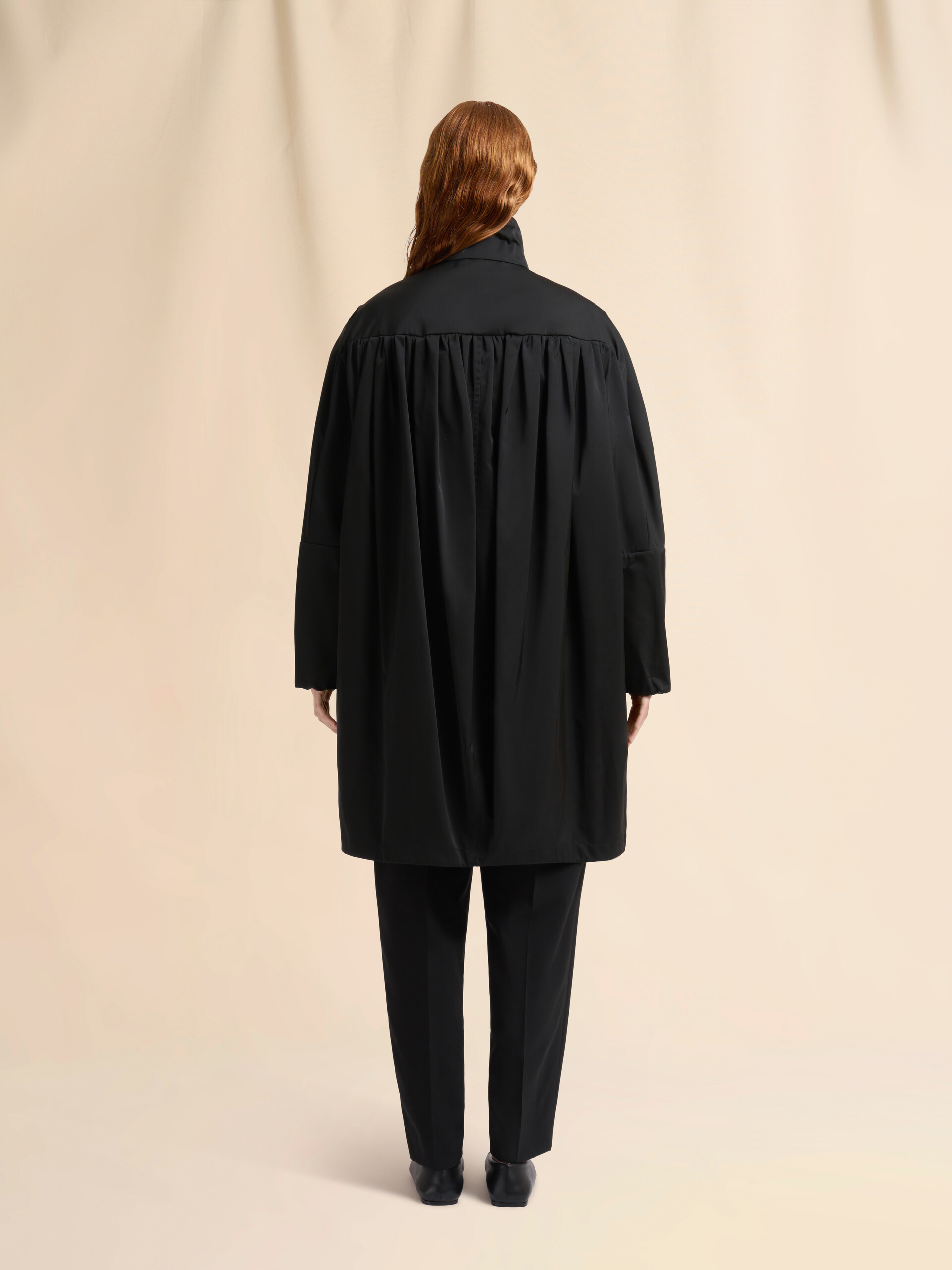 Black gathered taffeta parka - Jackets - Image 3