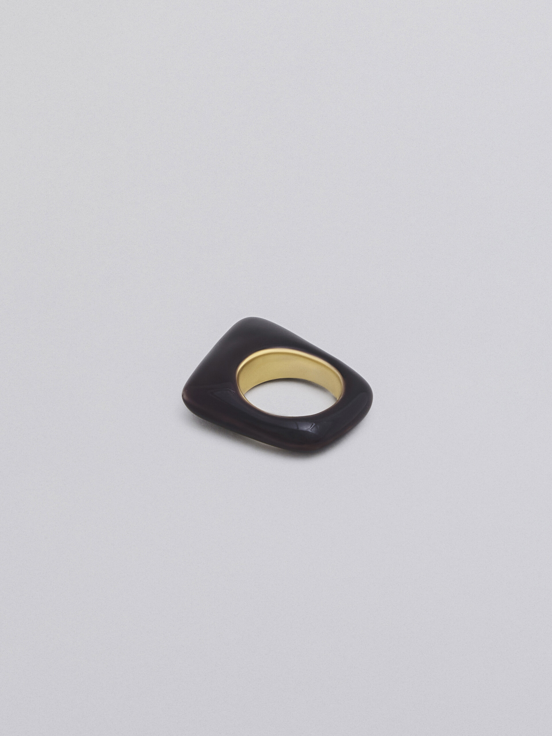 Metal TRAPEZE ring covered with transparent black enamel - Rings - Image 3