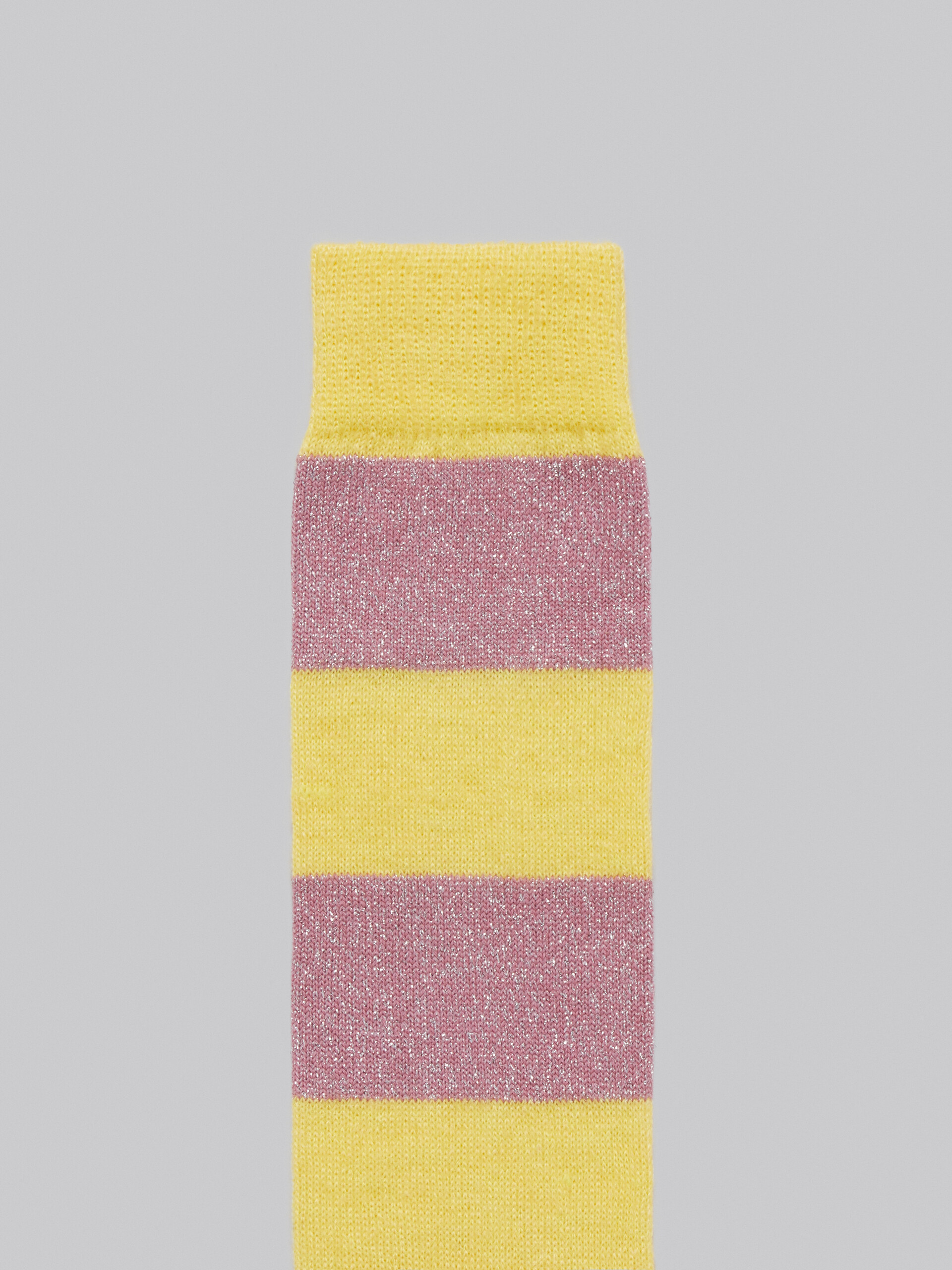 Yellow mohair-cotton socks with Lurex stripes - Socks - Image 3