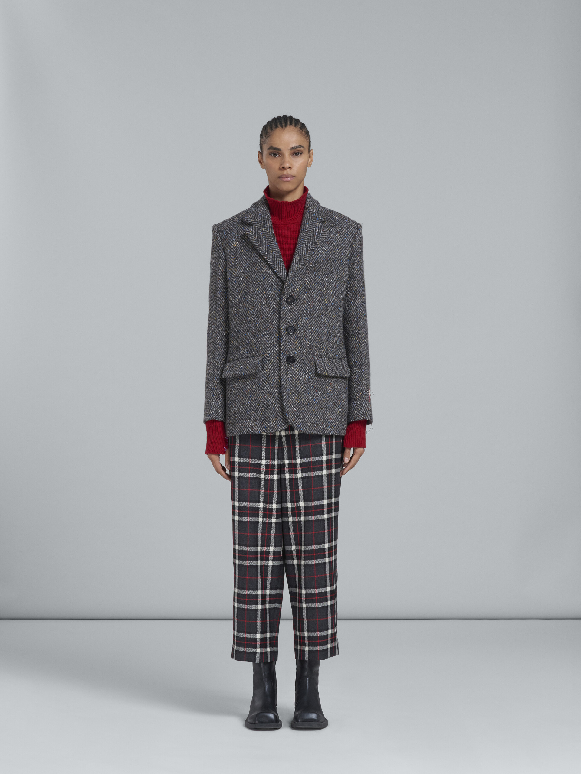 Grey chevron wool three-button blazer - Jackets - Image 2