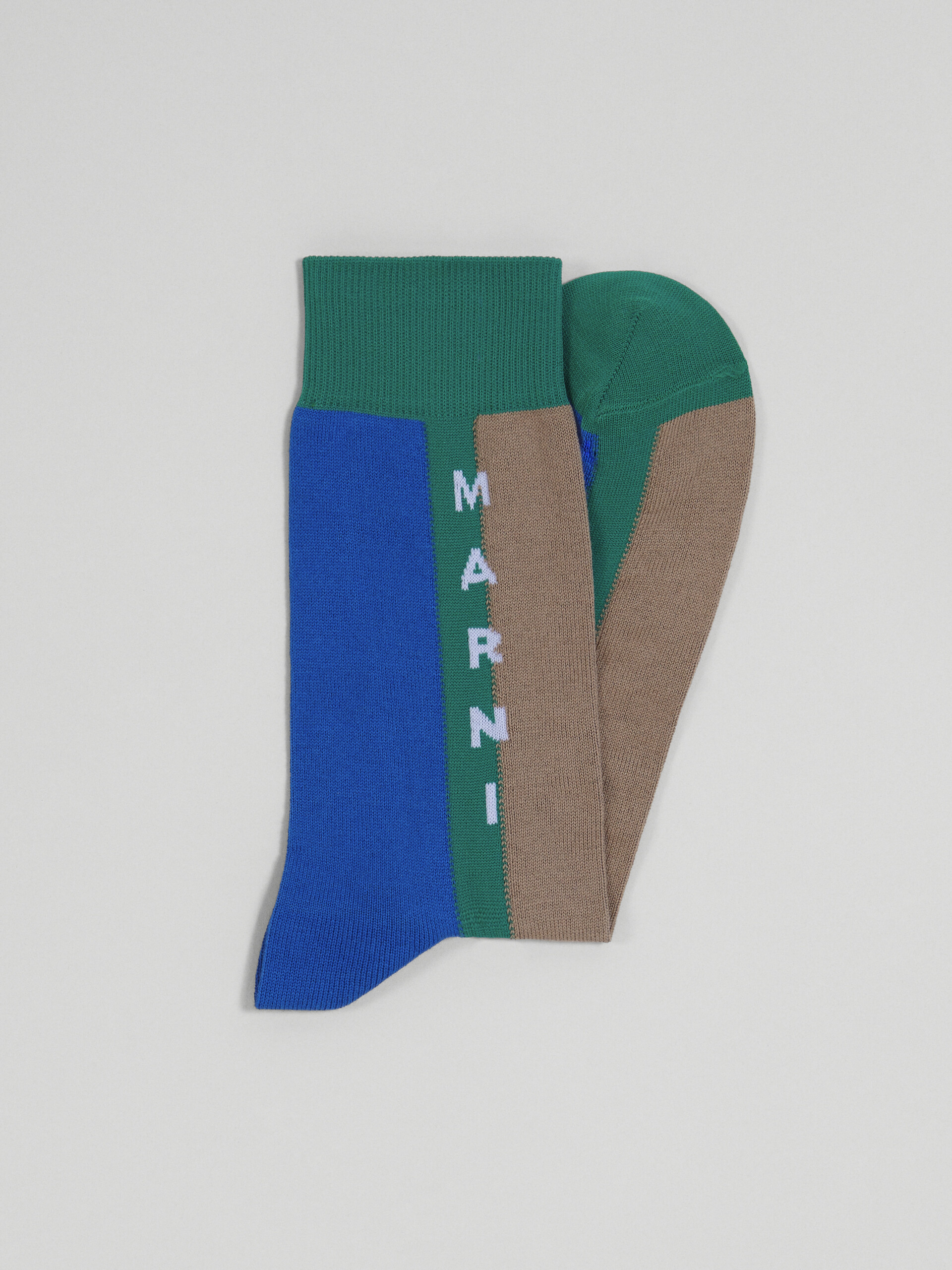Blue and green lisle cotton and nylon sock - Socks - Image 2