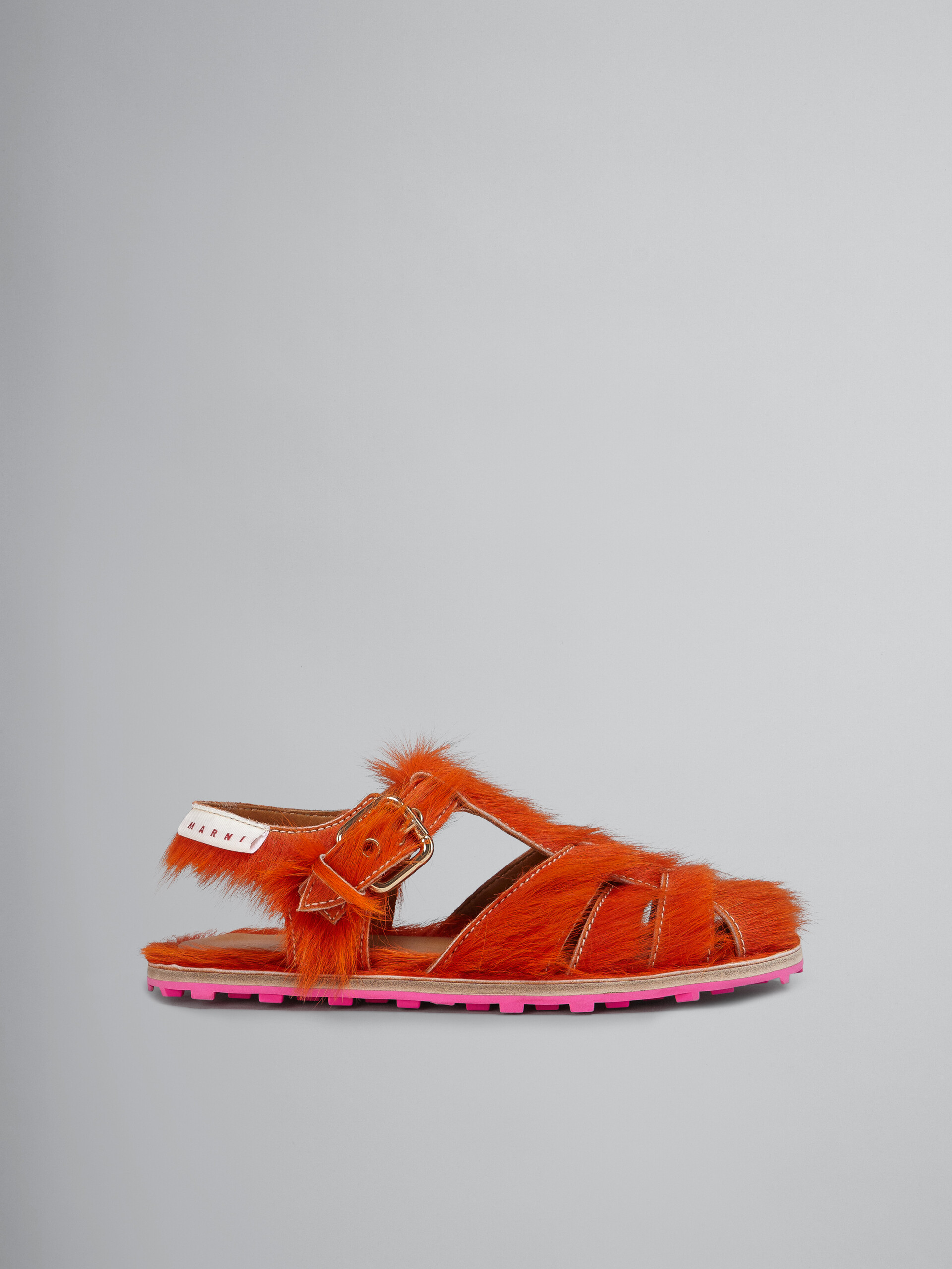 Long orange calf hair Fisherman's sandal - Sandals - Image 1