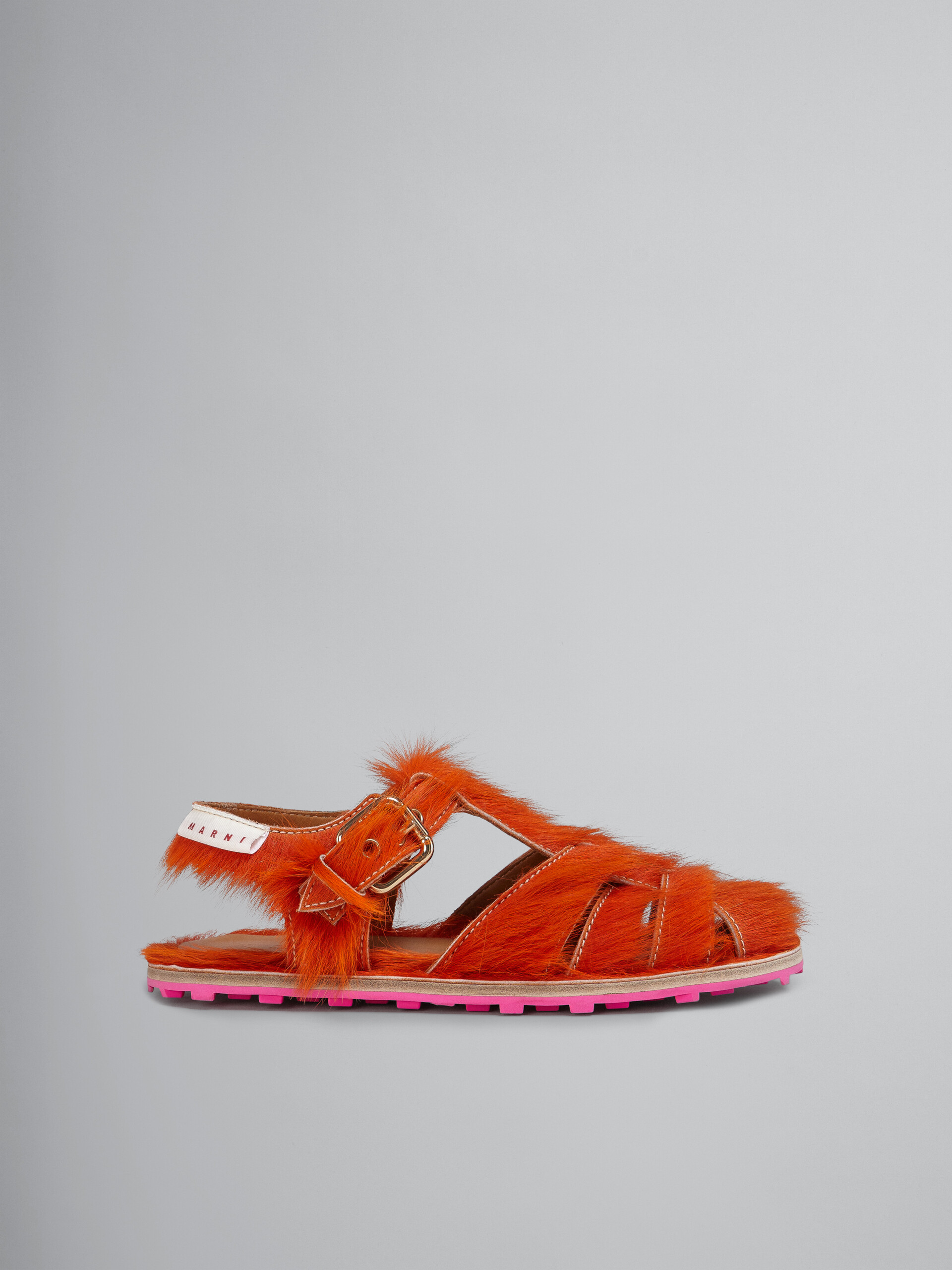 Long orange calf hair Fisherman's sandal | Marni