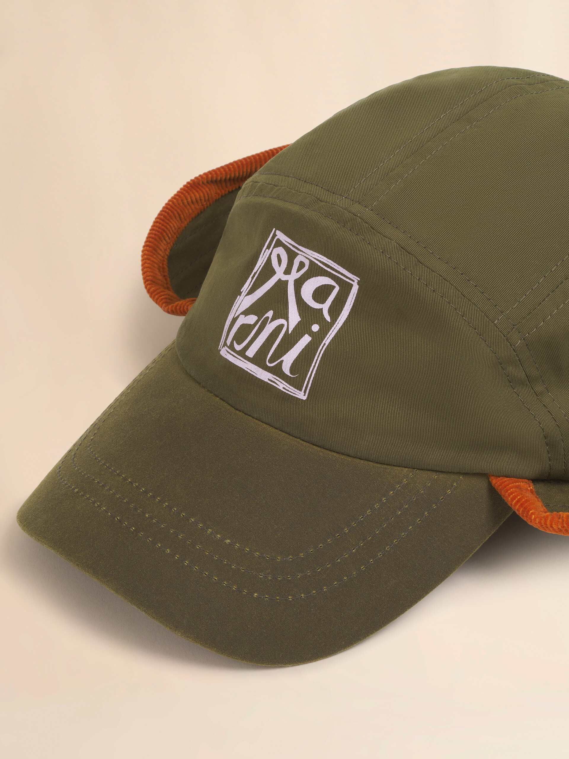 Khaki gabardine baseball cap with ear flaps - Hats - Image 4