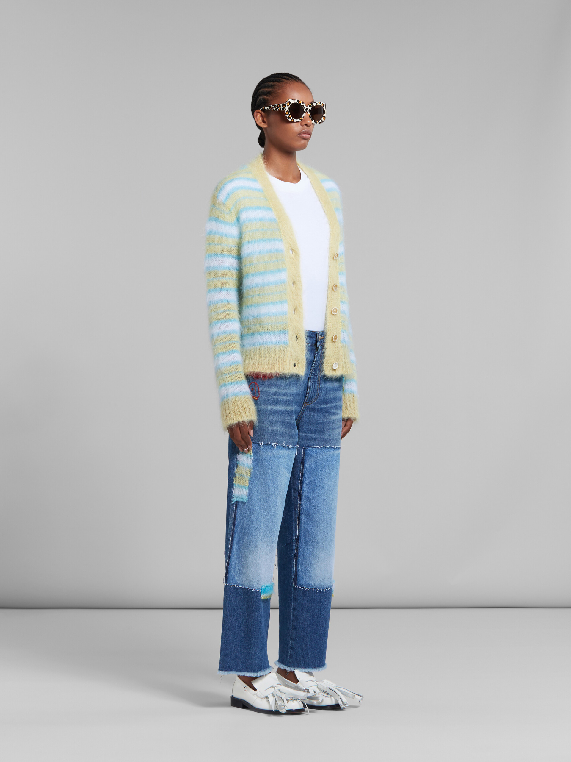 Mohair cardigan with green stripes - Pullovers - Image 5