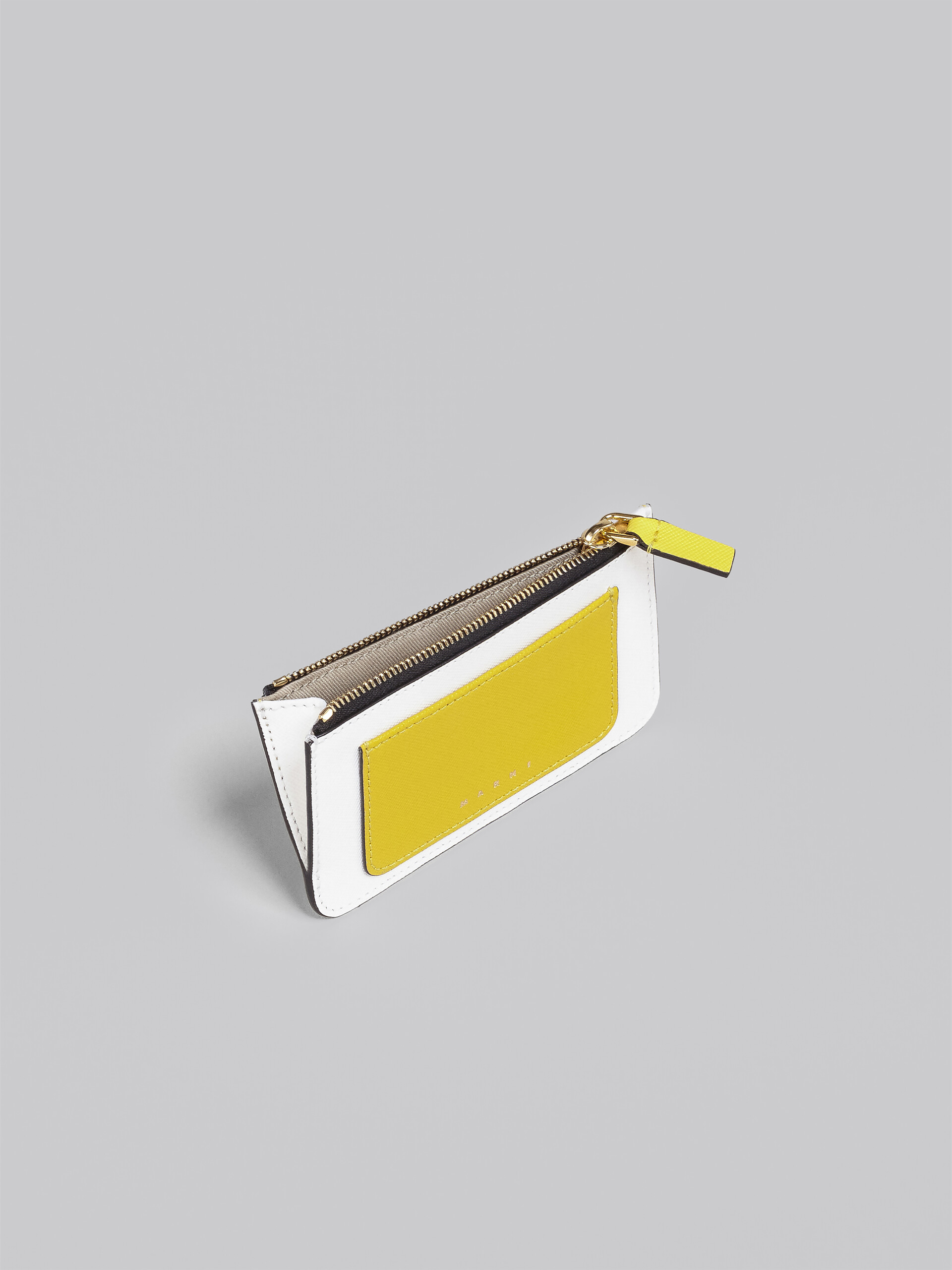Tone on tone yellow white Saffiano leather card case - Wallets - Image 2