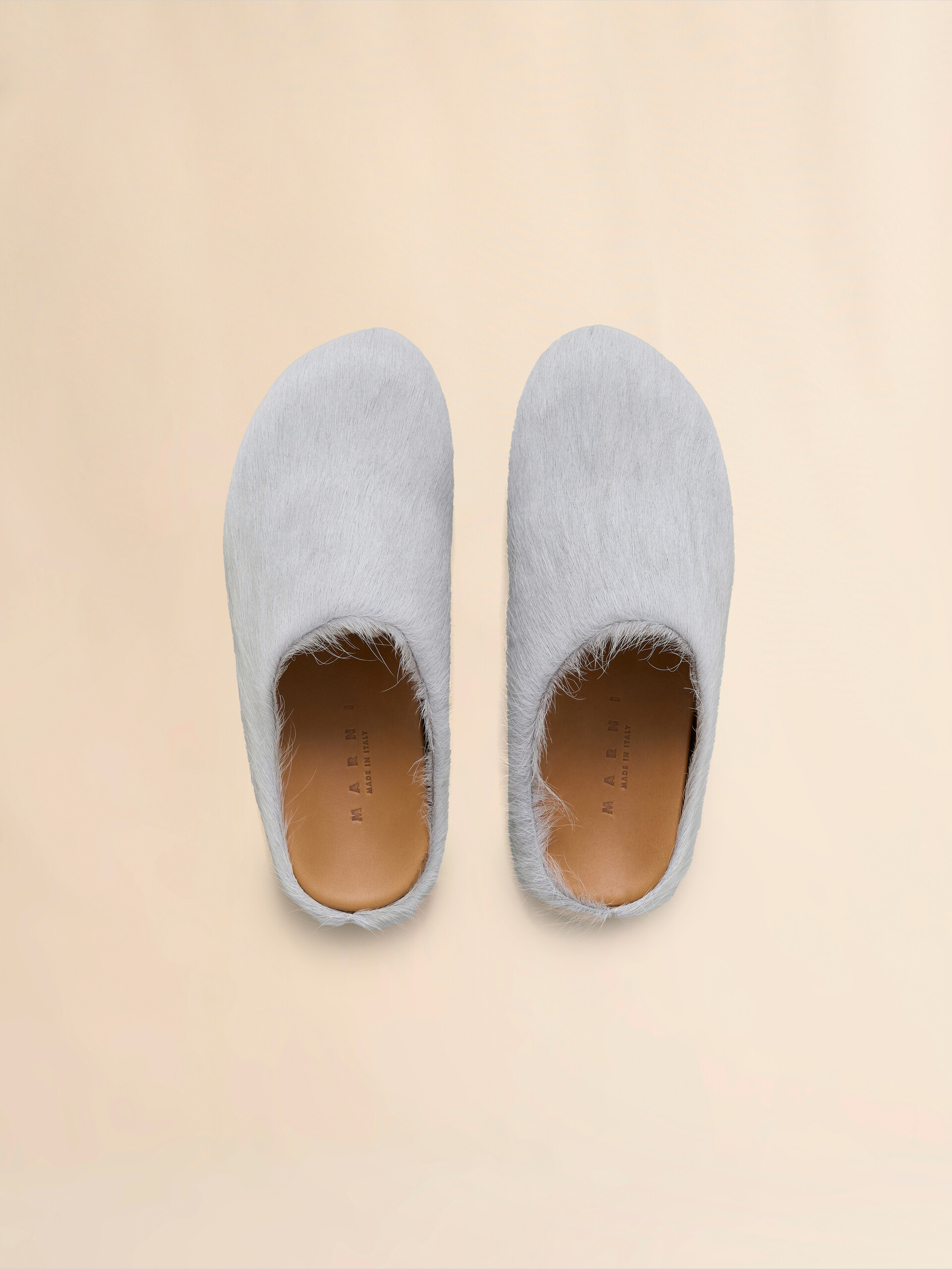 Blue long-hair calfskin Fussbett sabot - Clogs - Image 4
