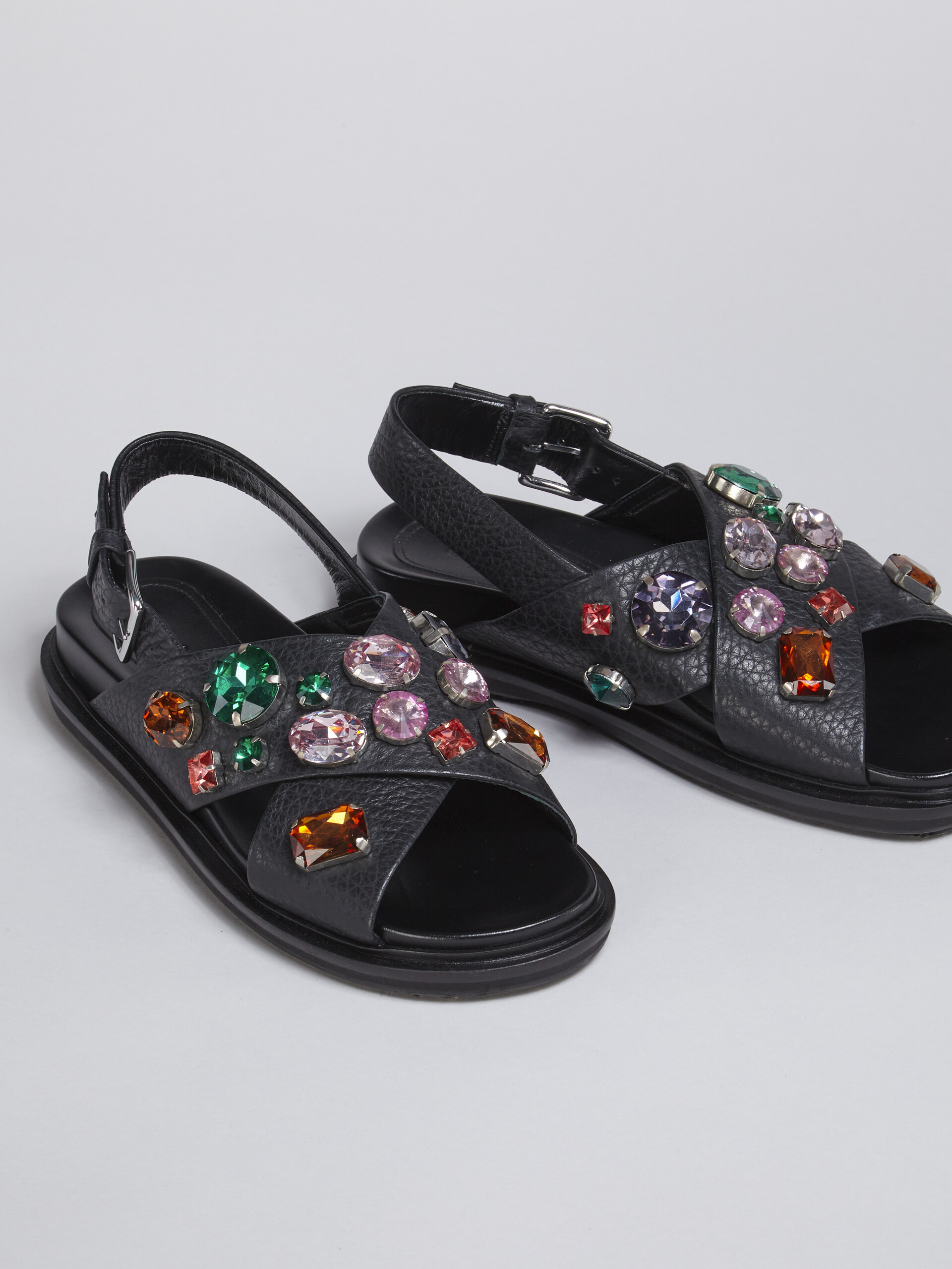 Black leather Fussbett with glass beads - Sandals - Image 5