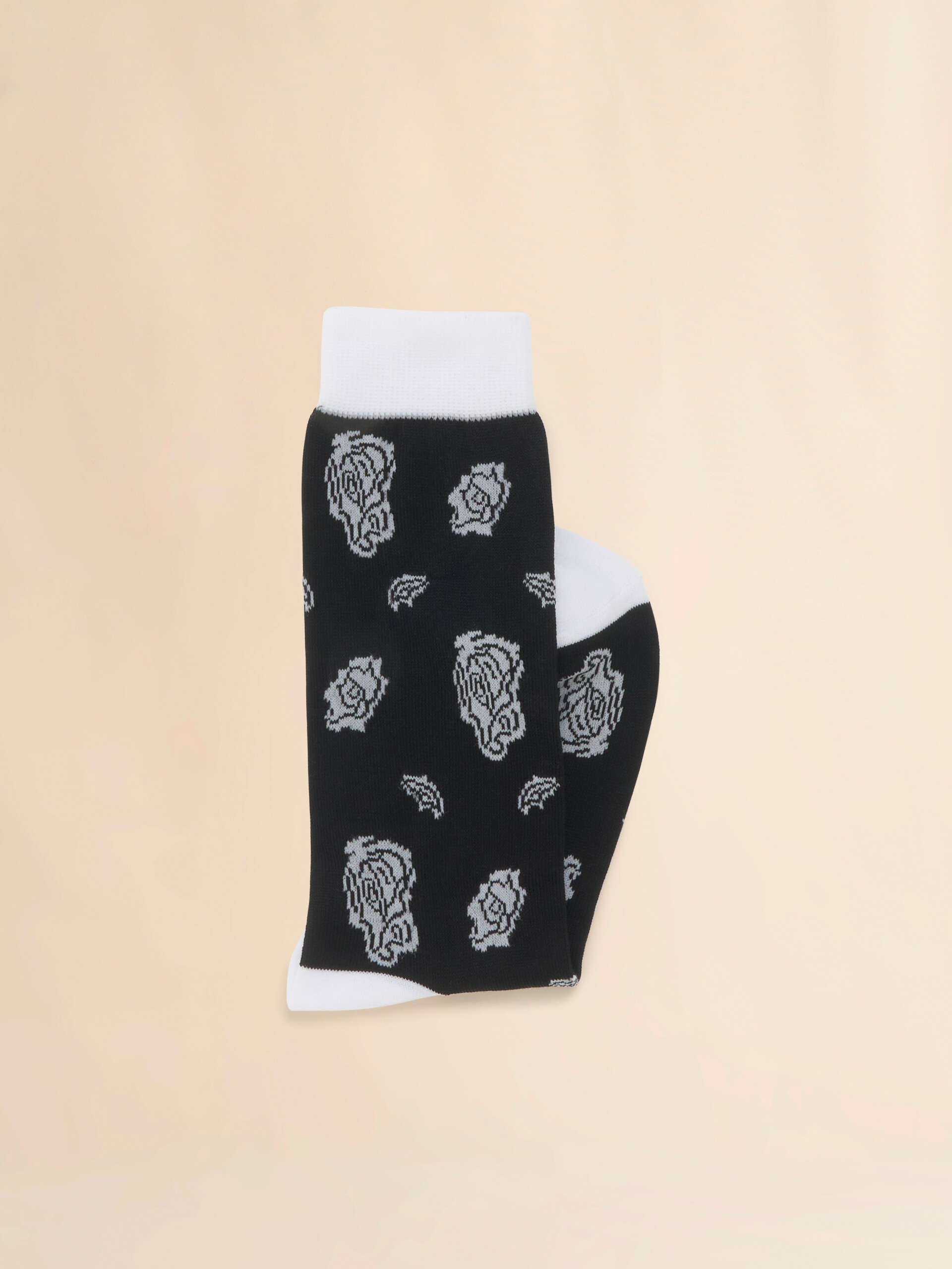 Black stretch cotton socks with floral intarsia - Socks - Image 2