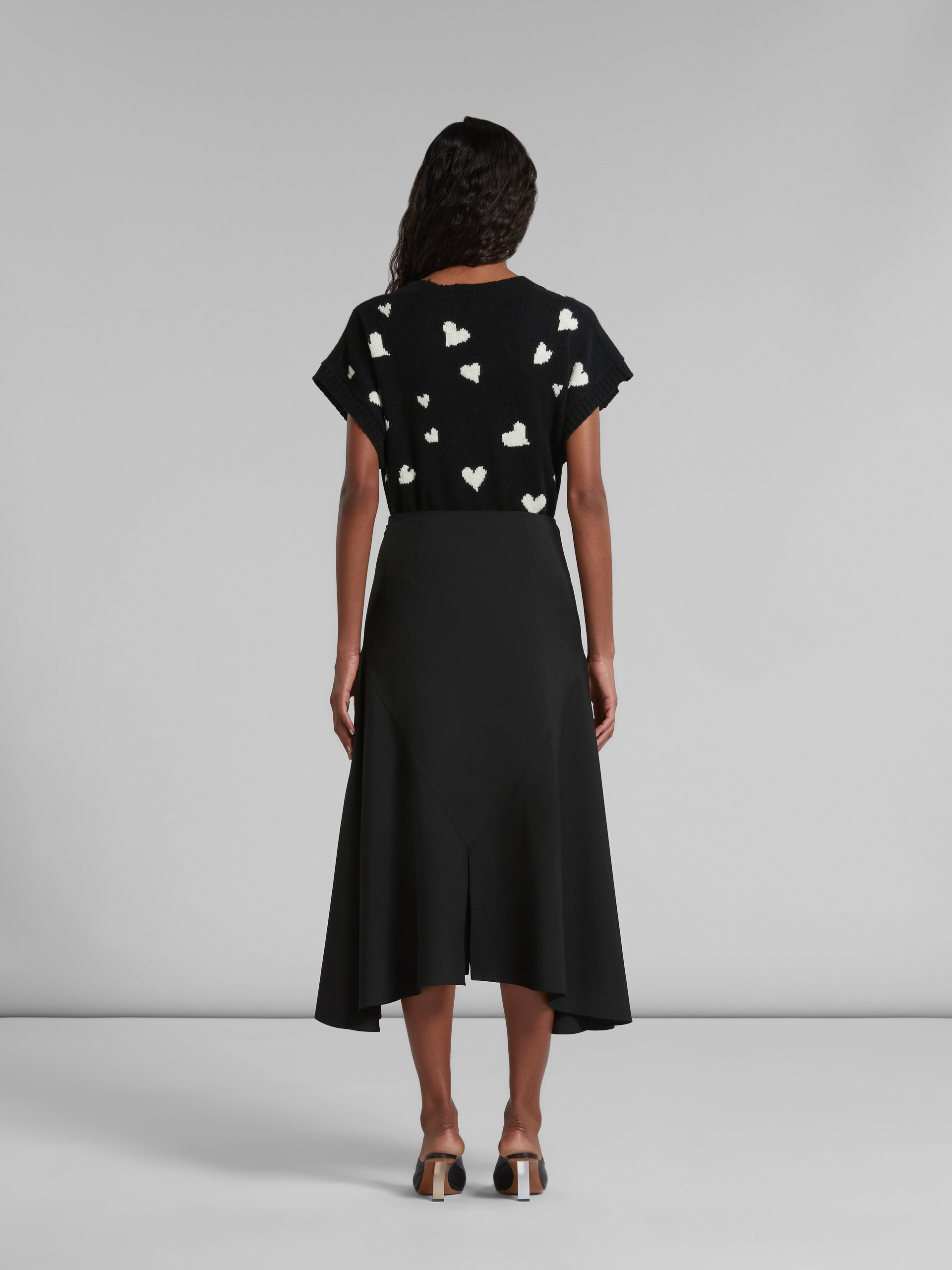 Black wool skirt with asymmetric hem - Skirts - Image 3