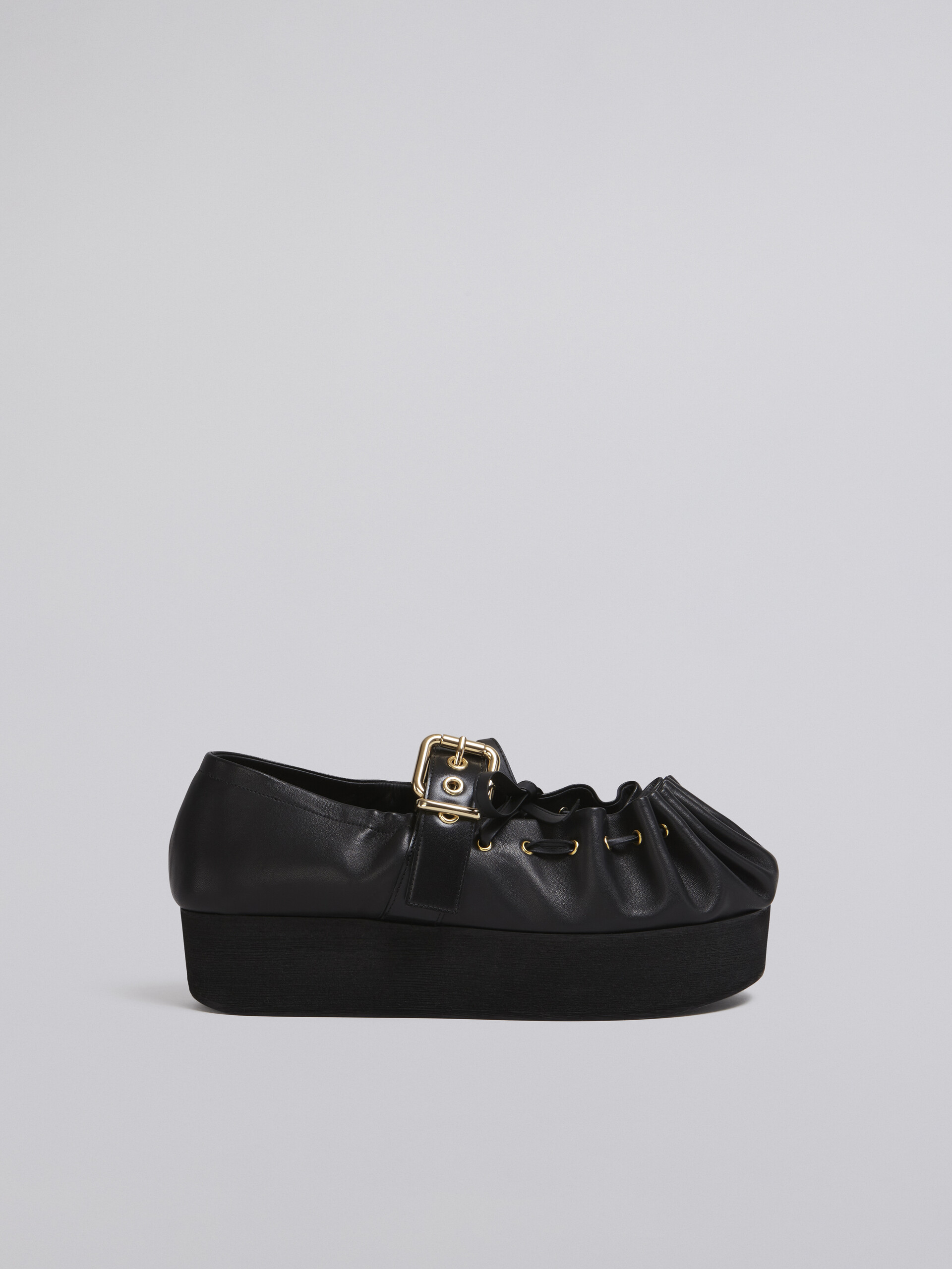 Nappa leather ballerina with rouched rounded captoe - Sandals - Image 1