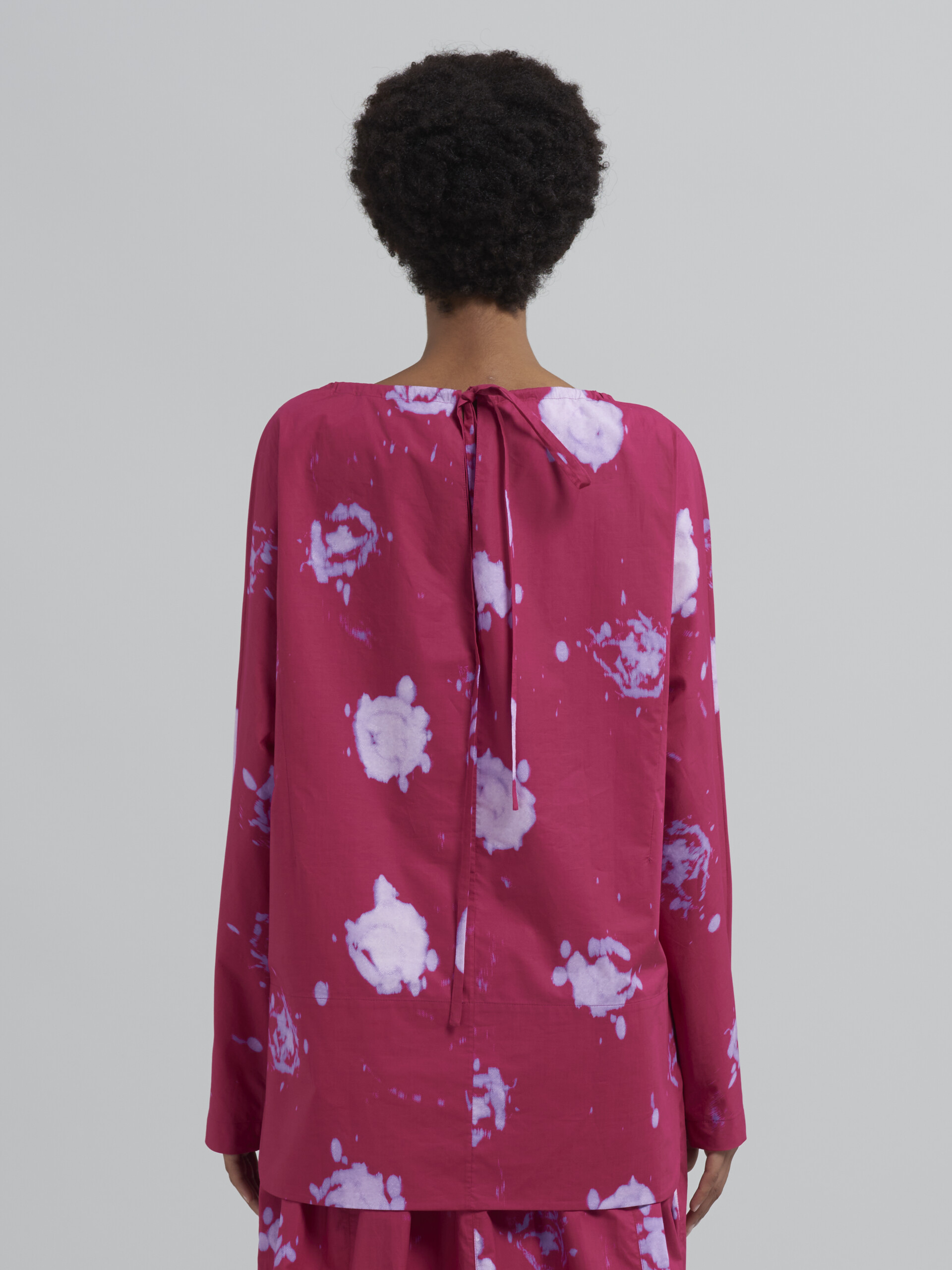 Faded Roses print poplin shirt with laces - Shirts - Image 3