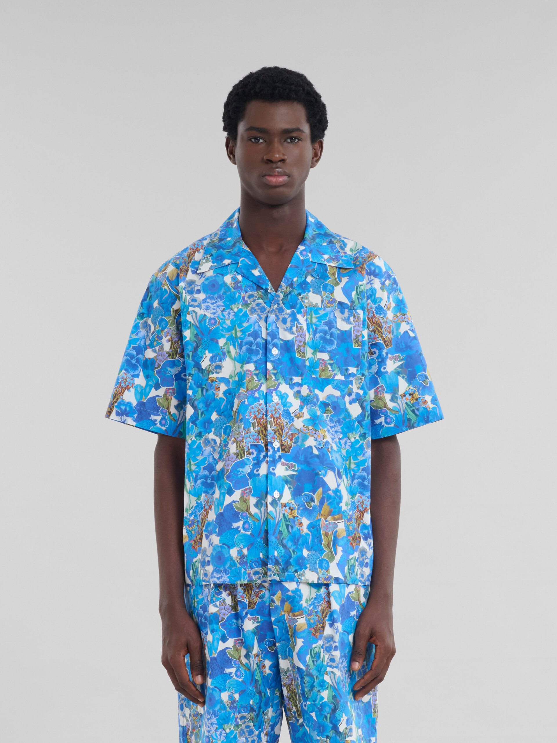 Poplin bowling shirt with Allegro Blues print - Shirts - Image 2