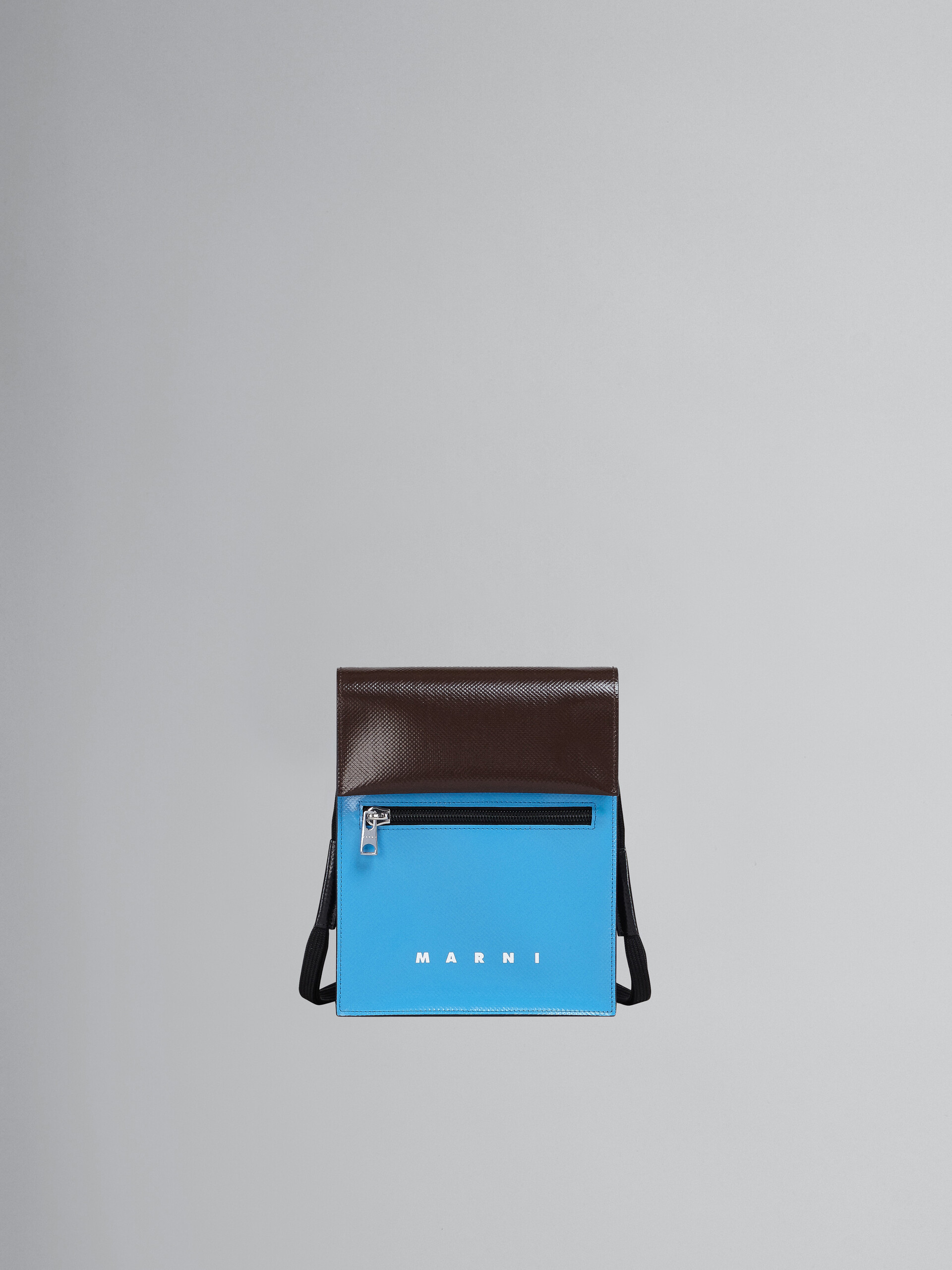 Pale blue and brown PVC TRIBECA messenger bag - Shoulder Bag - Image 1