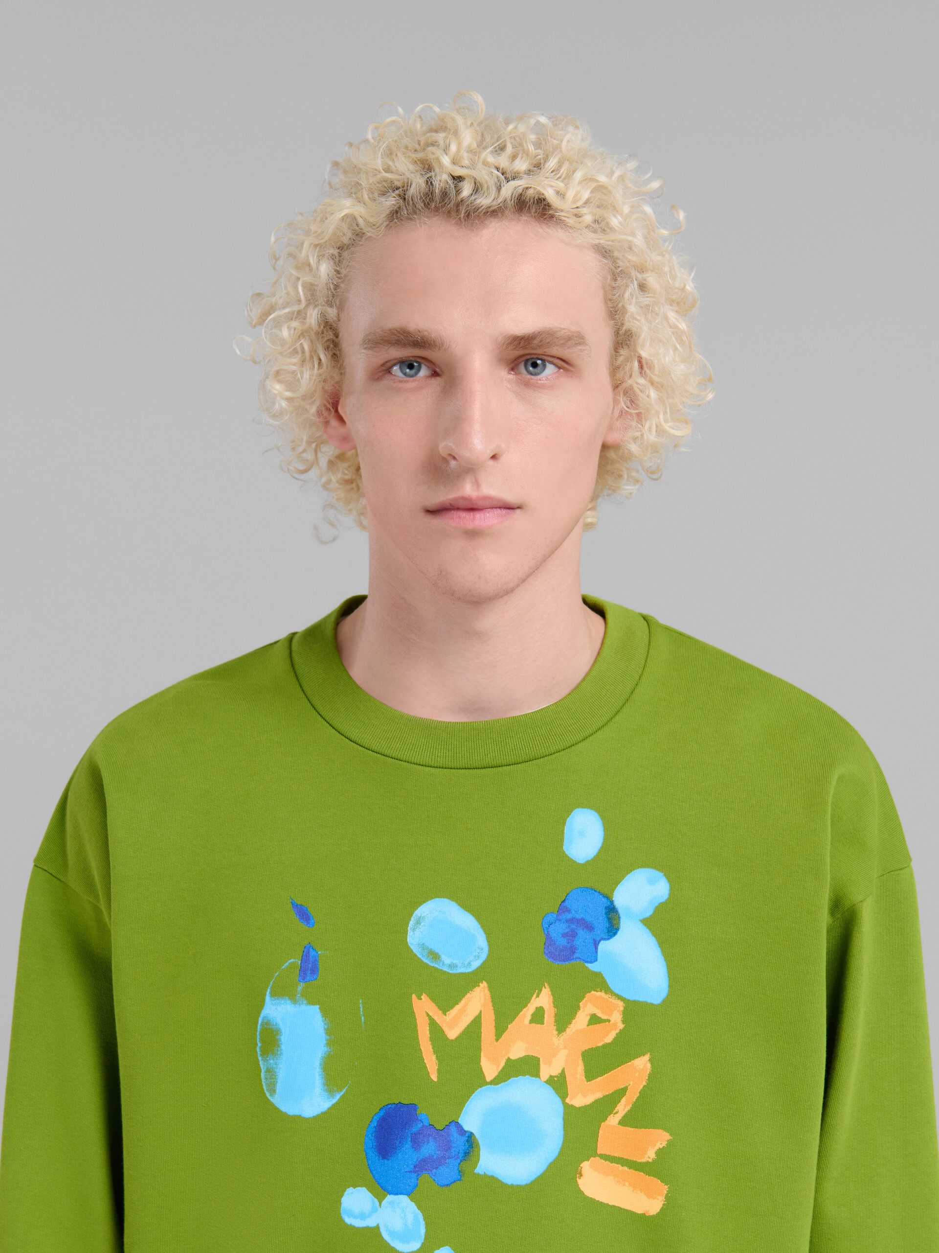 グリーン Marni Drippingプリント オーガニックコットン製スウェットシャツ - ニット - Image 4