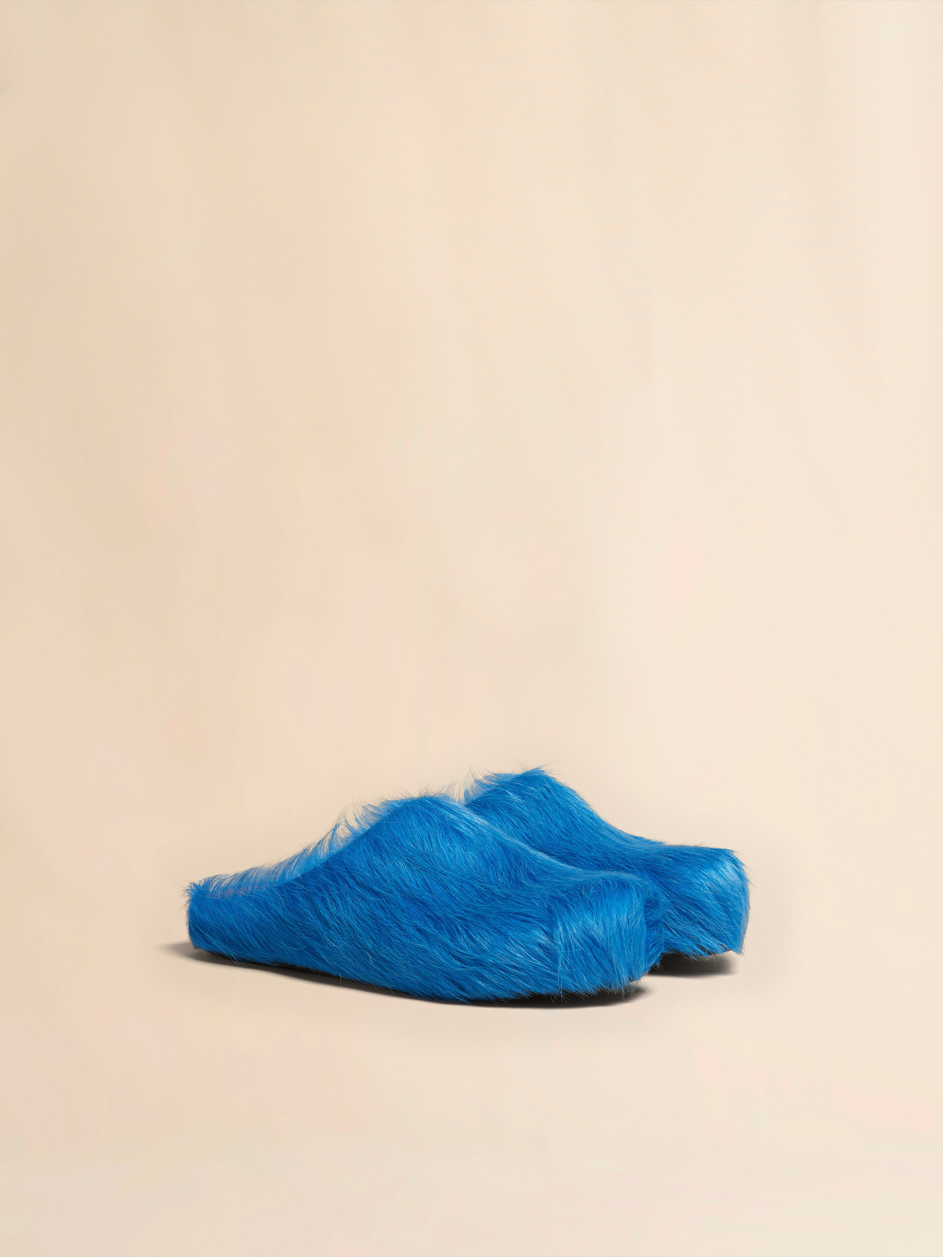 Blue long-hair calfskin Fussbett sabot - Clogs - Image 2