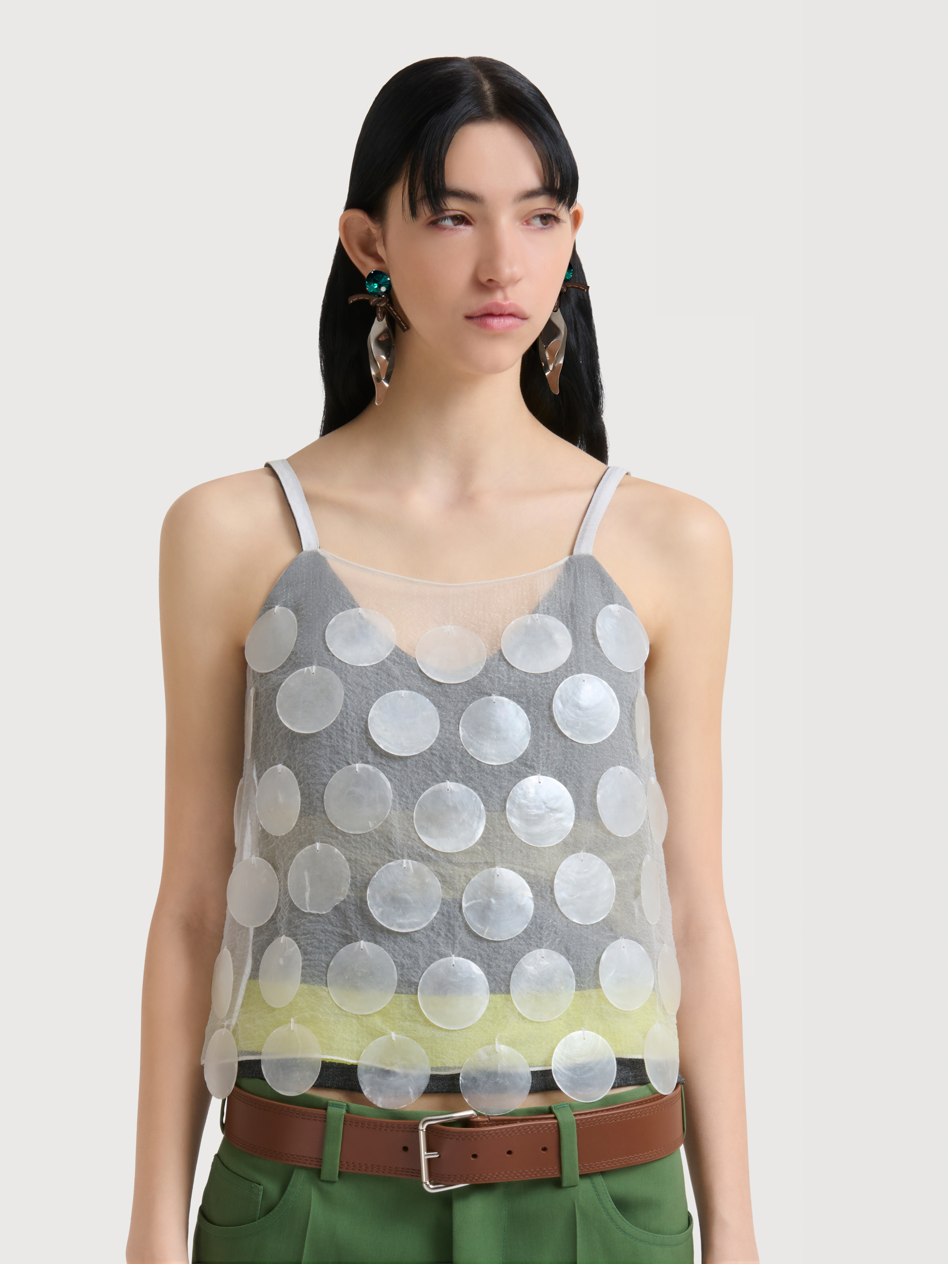 White mother-of-pearl maxi sequin top - Shirts - Image 2