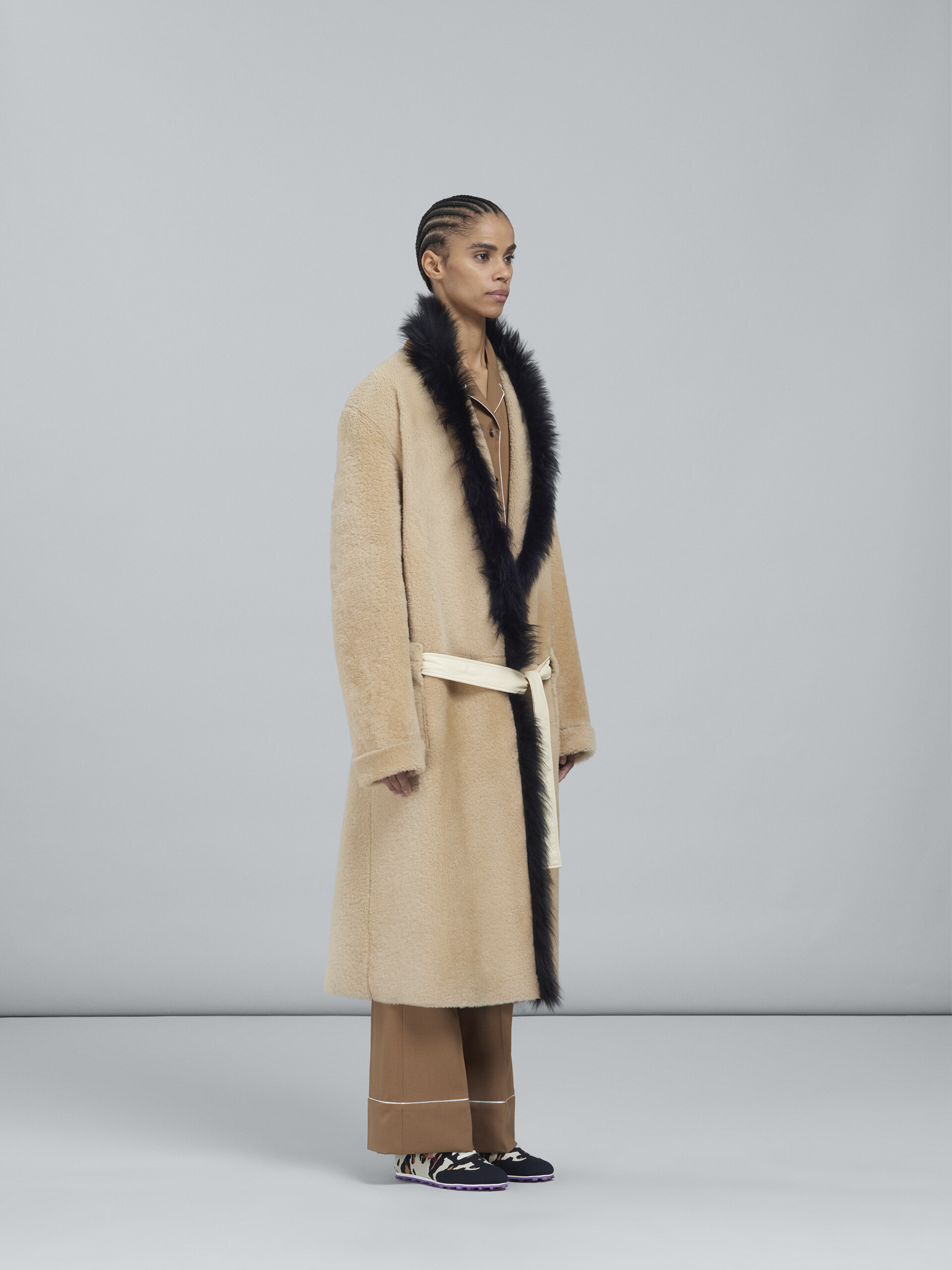 Reversible light Merino velour coat - Coat - Image 6