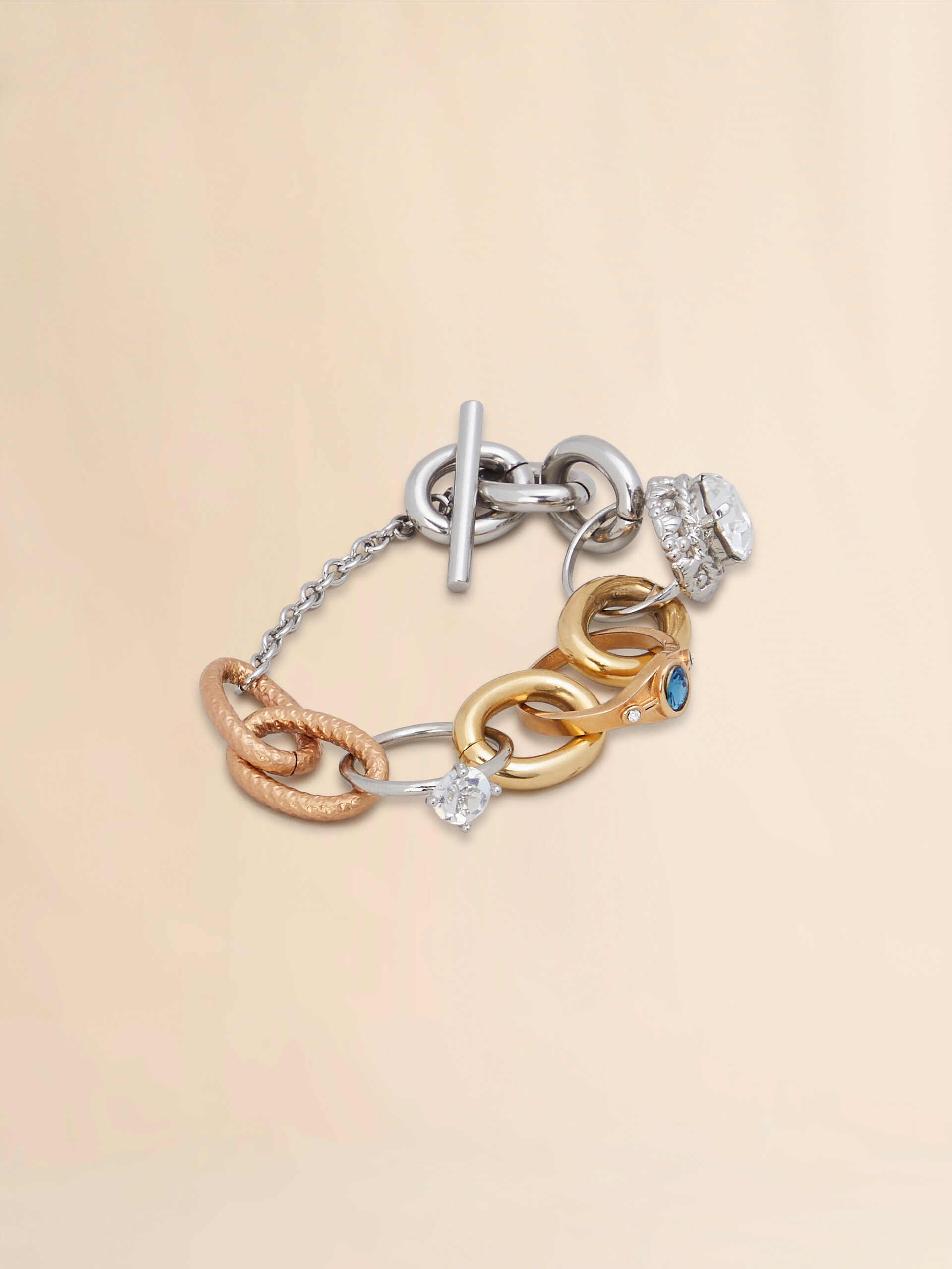 Mixed link chain bracelet with jewelled rings - Bracelets - Image 1