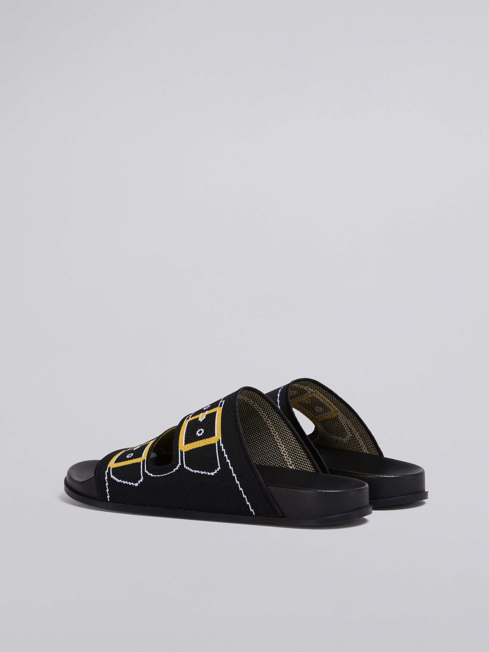 Black trompe l'œil jacquard two-strap slide - Sandals - Image 3