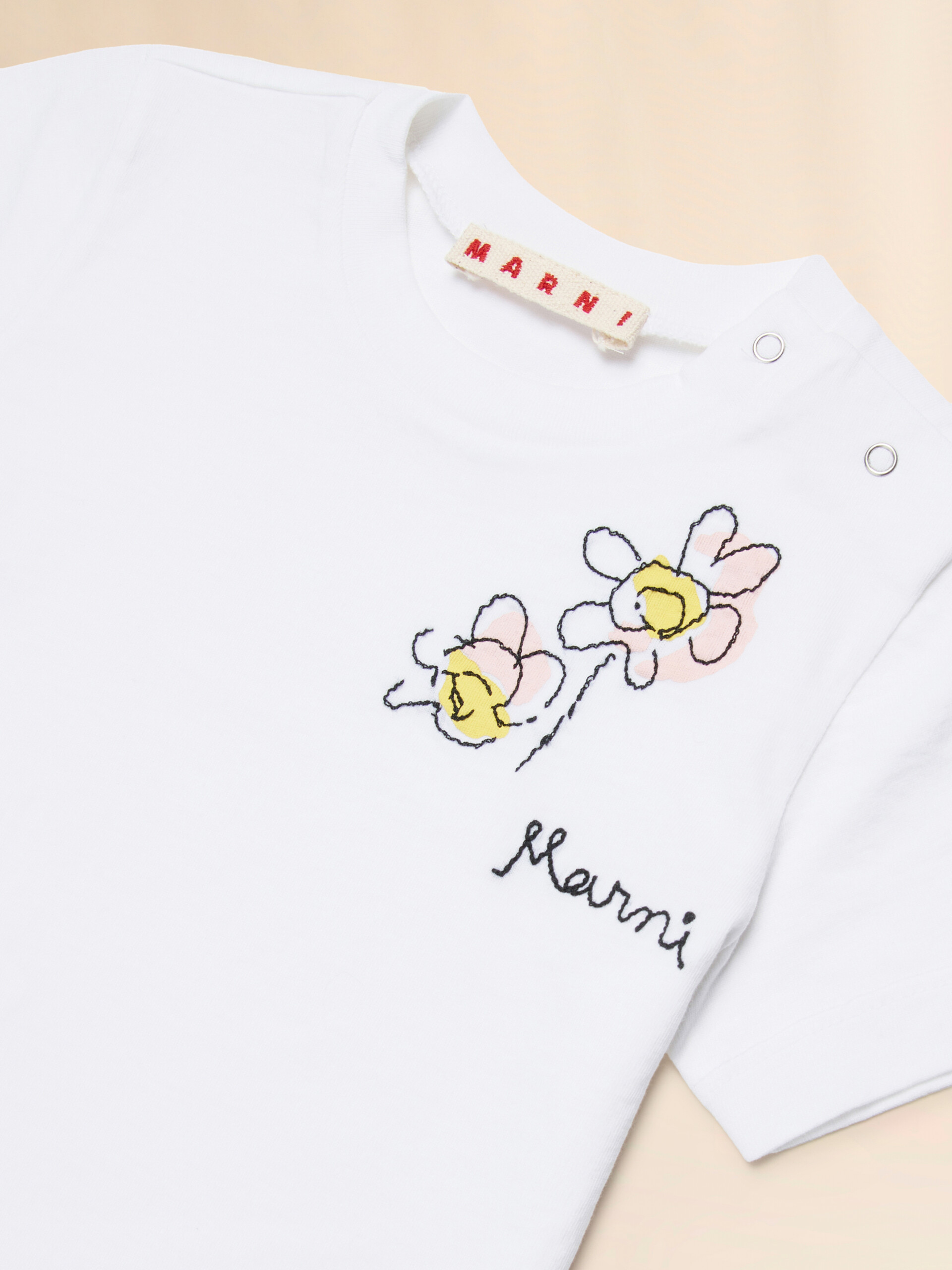 White cotton T-shirt with Camilla embroidery - T-shirts - Image 3