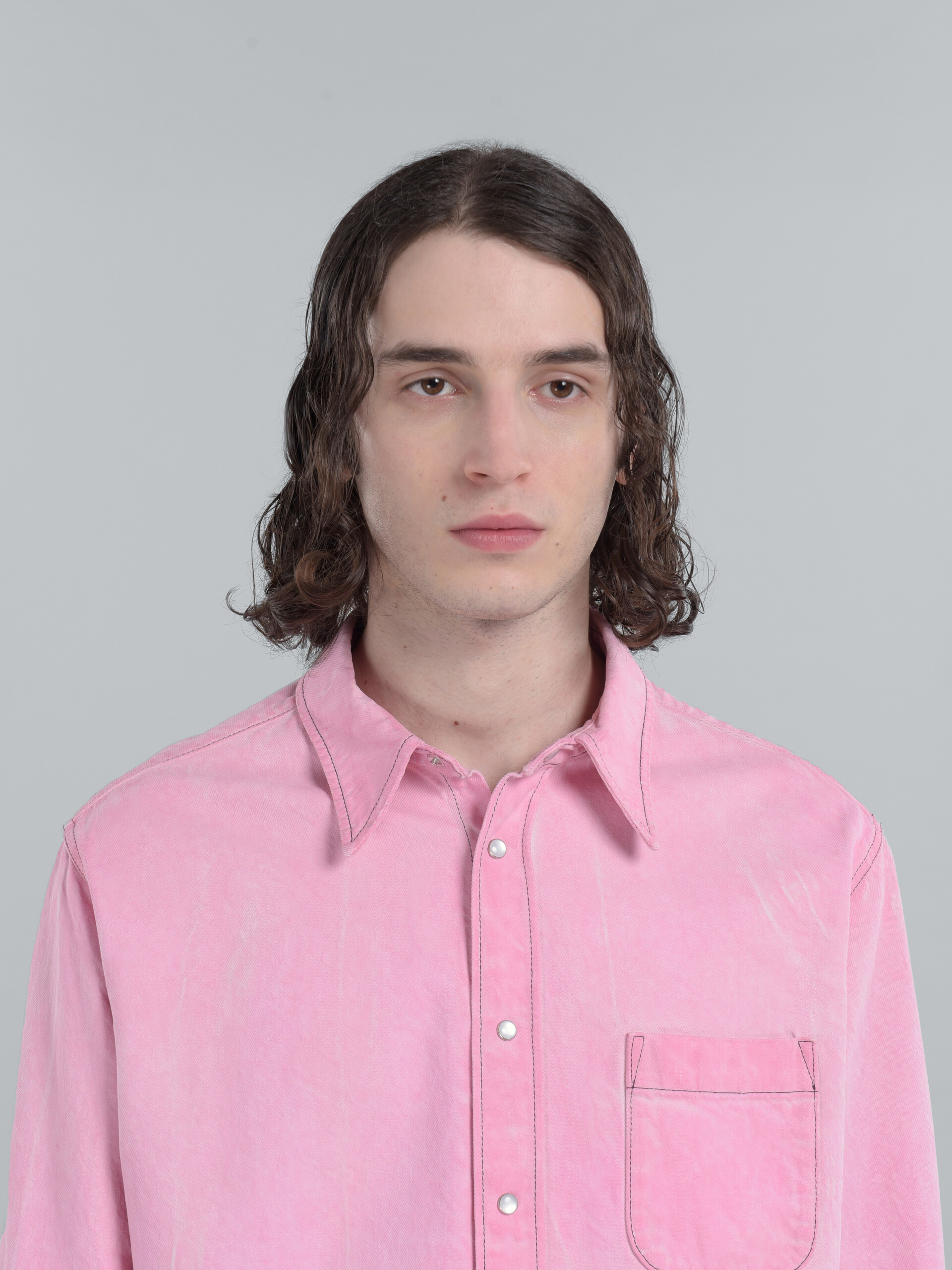 Pink cotton drill shirt - Shirts - Image 4