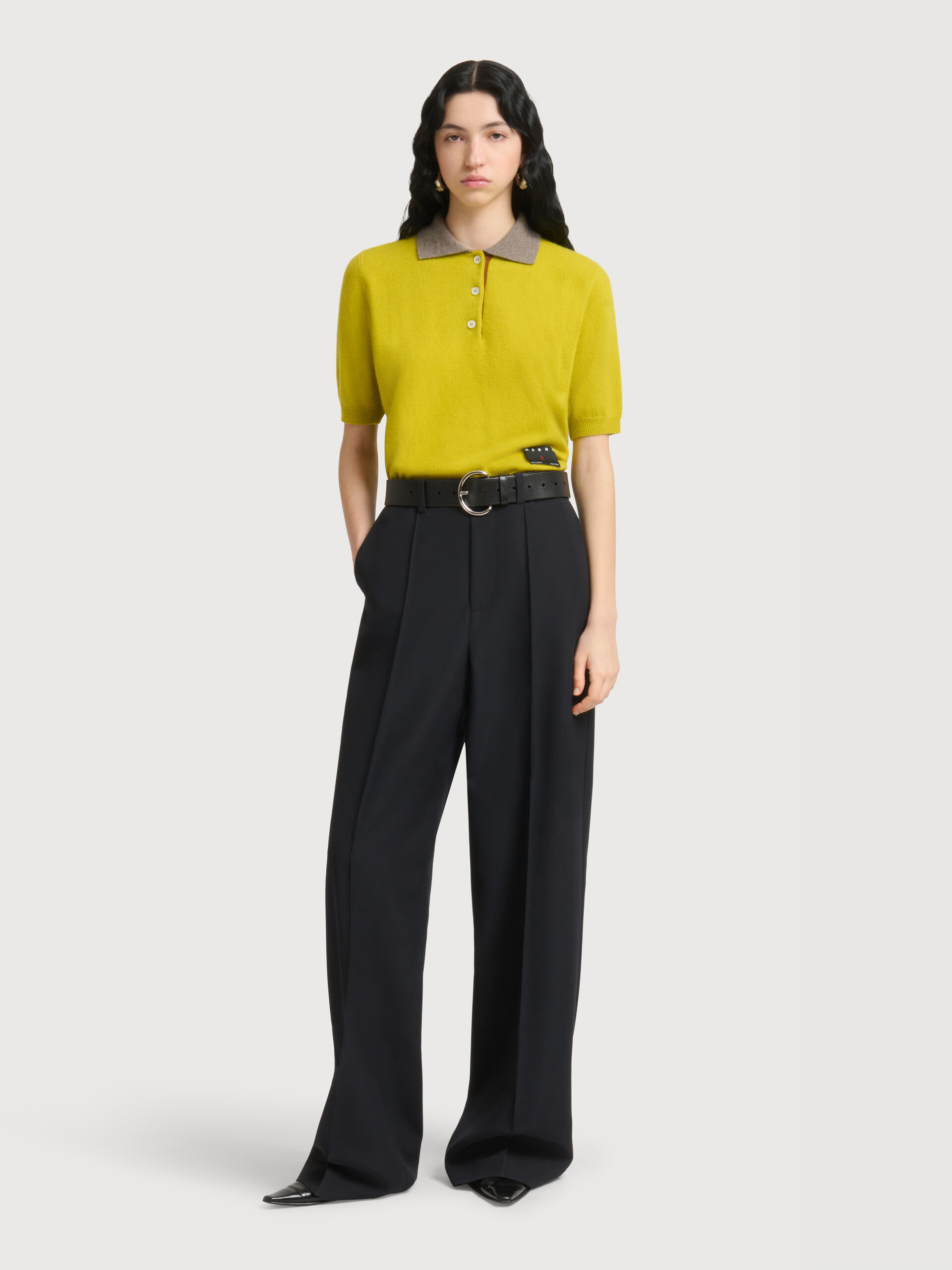 Black wool wide-leg trousers - Pants - Image 2