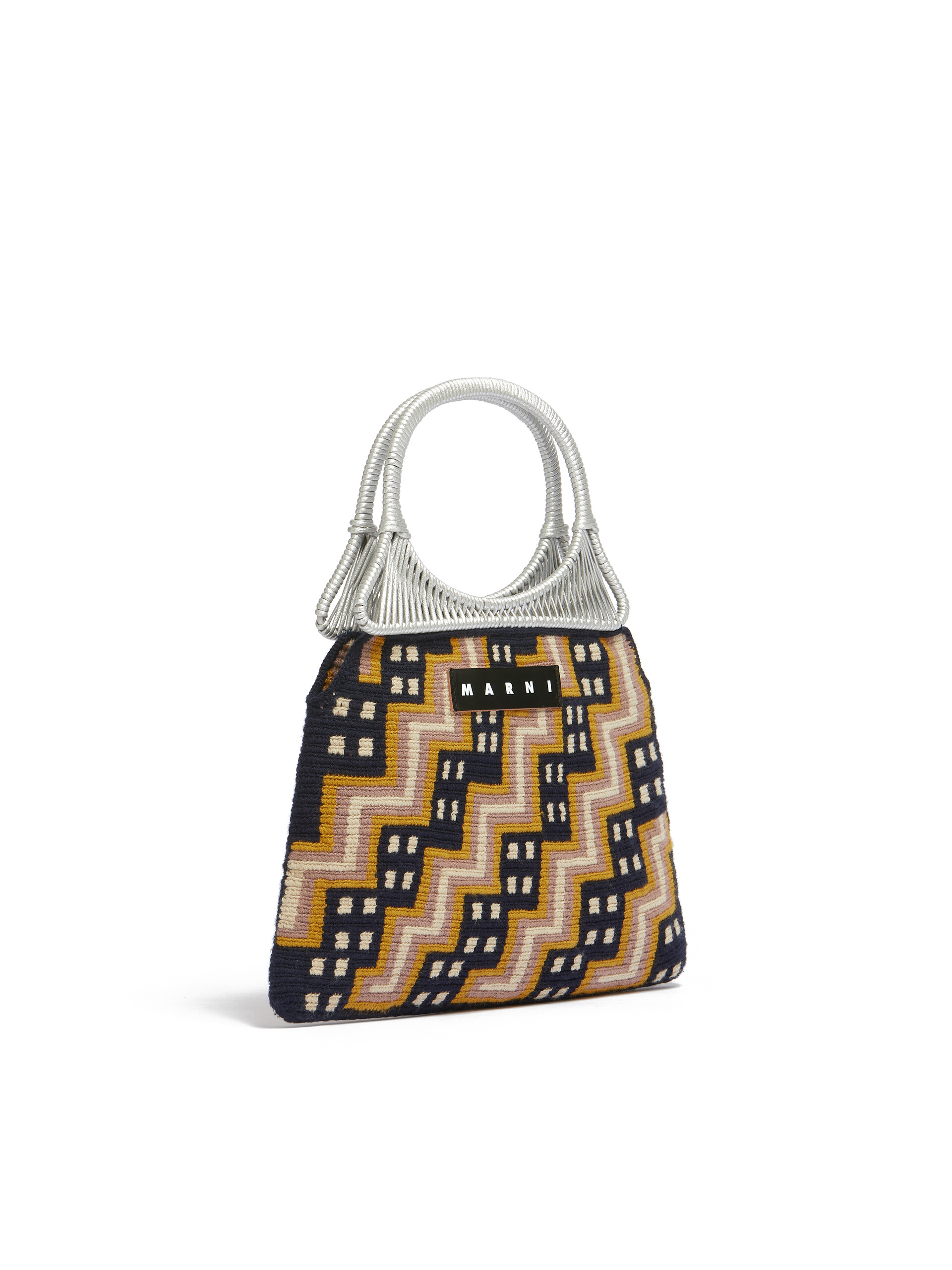 Orange geometric cotton knit MARNI MARKET handbag - Shopping Bags - Image 2