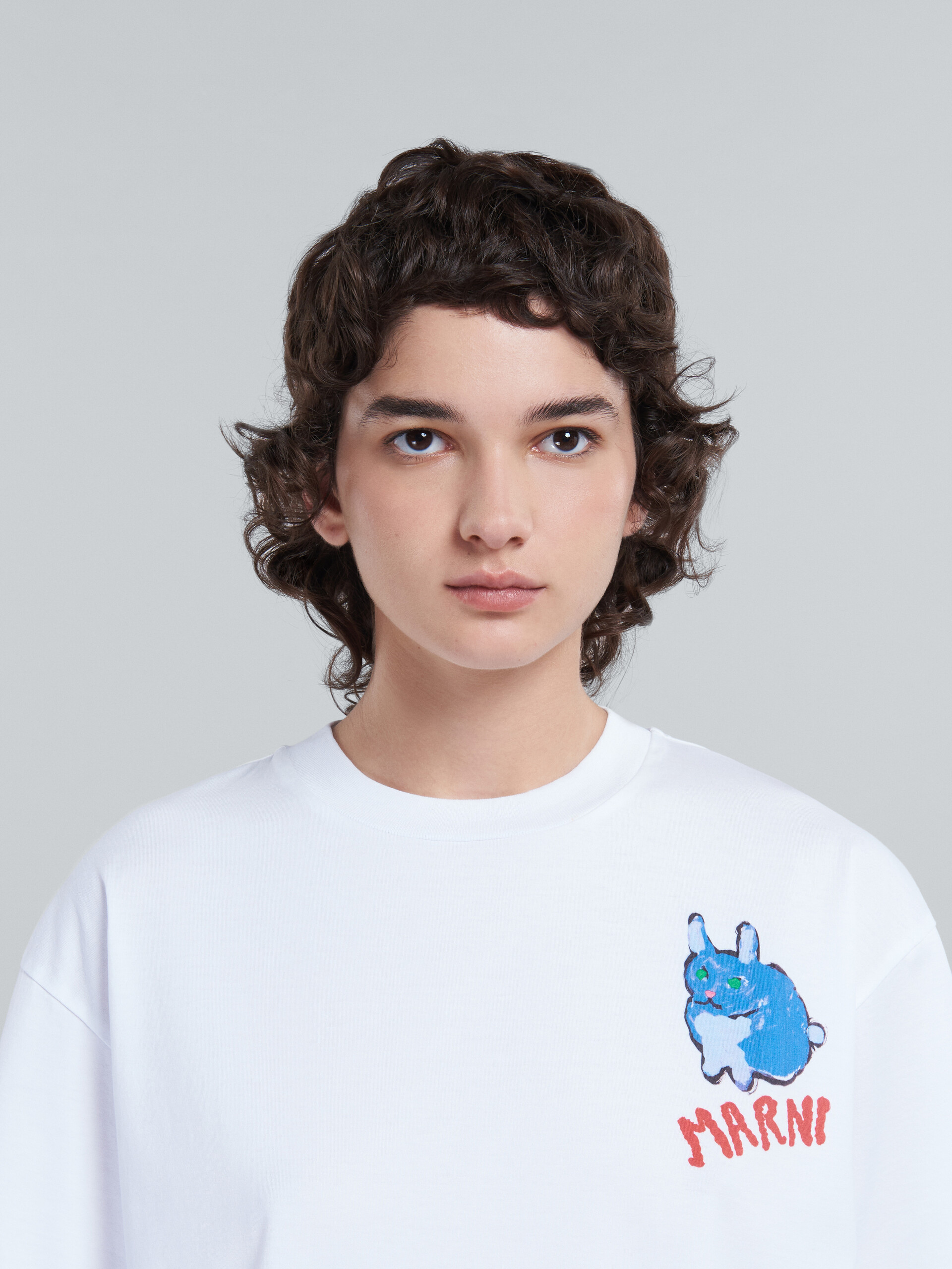 White bio cotton T-shirt with rabbit graphics - T-shirts - Image 4