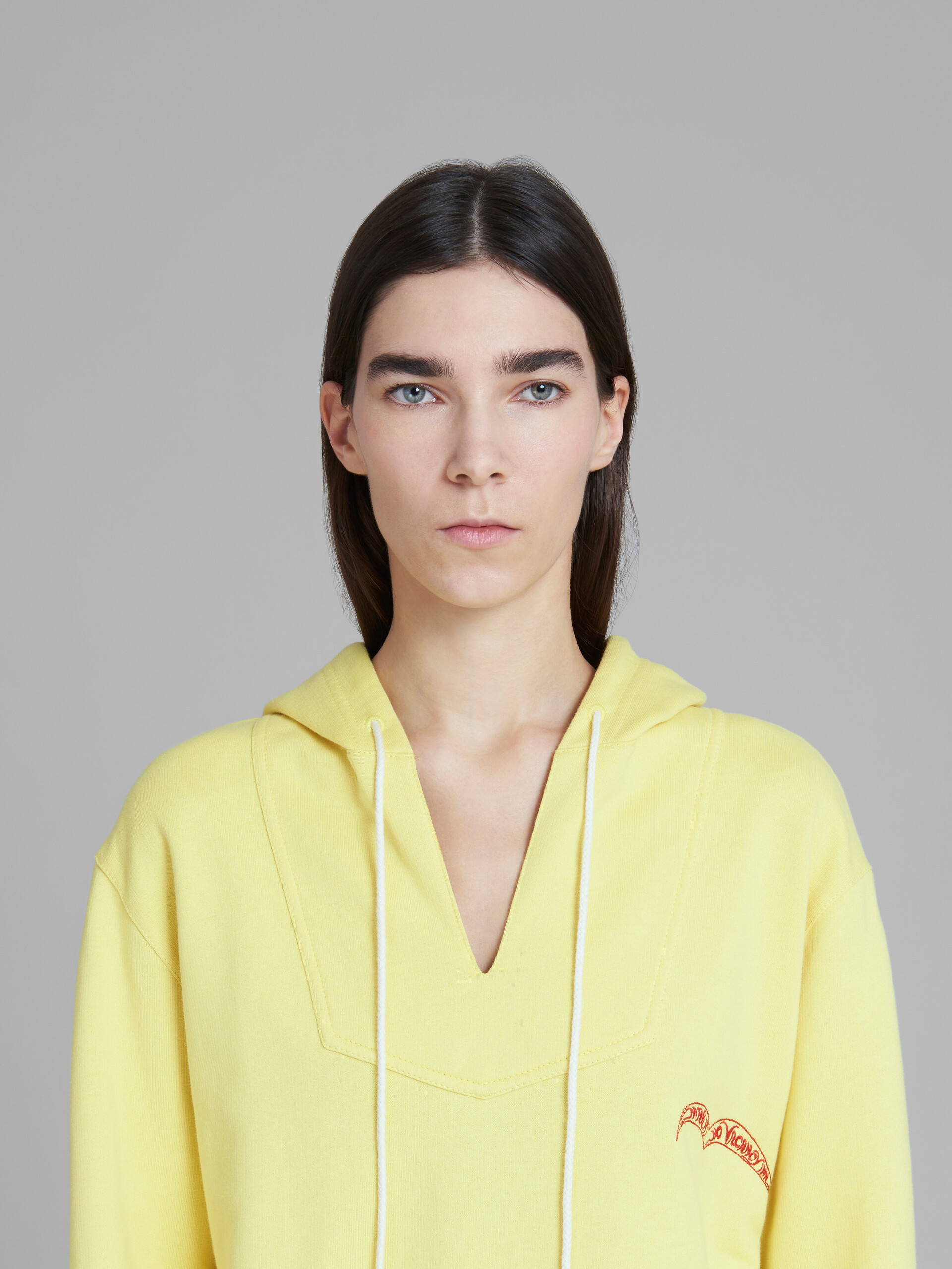 Marni x No Vacancy Inn - Yellow bio cotton hoodie with embroidery | Marni