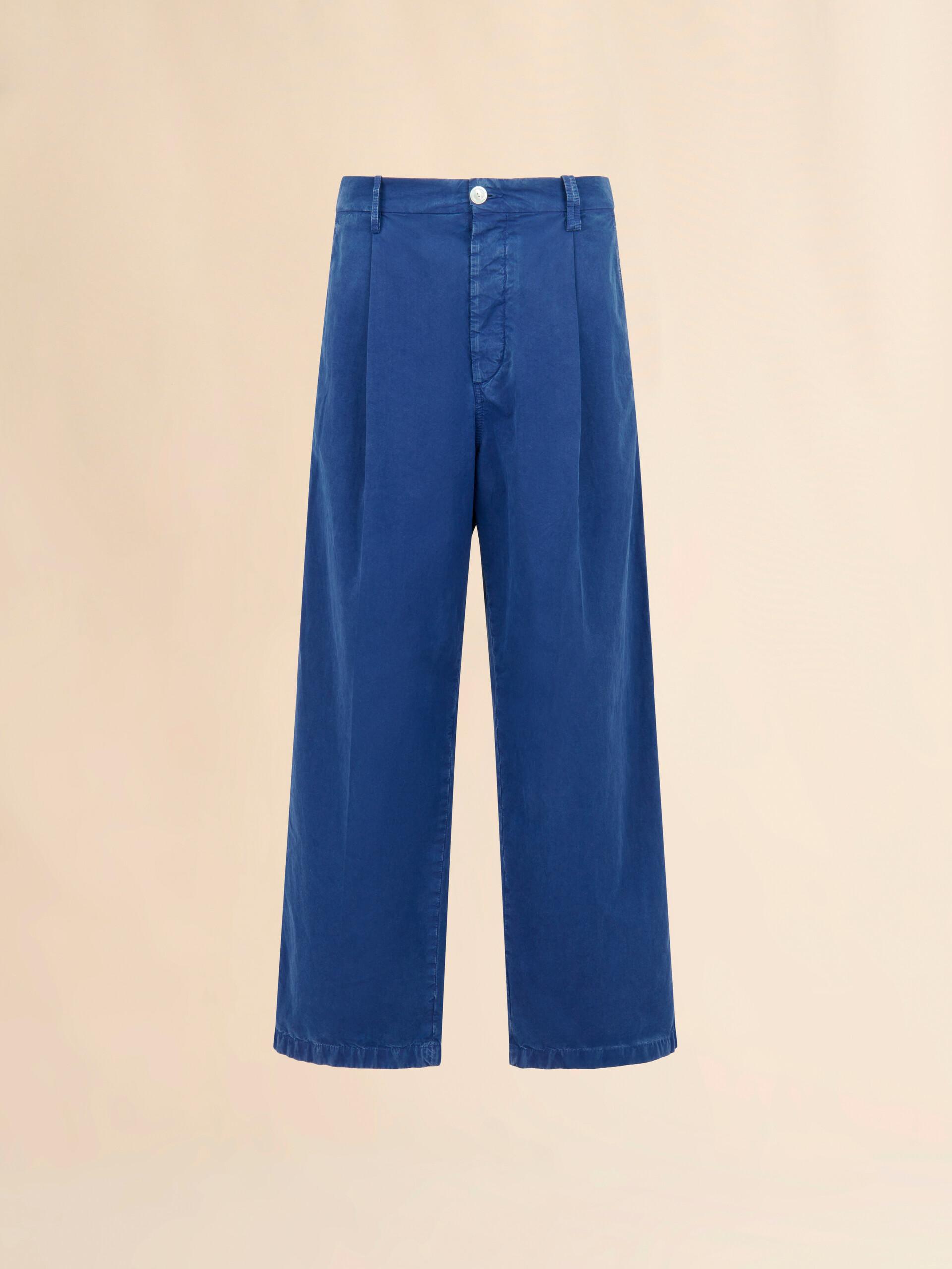 Blue cotton wide-leg trousers - Pants - Image 1