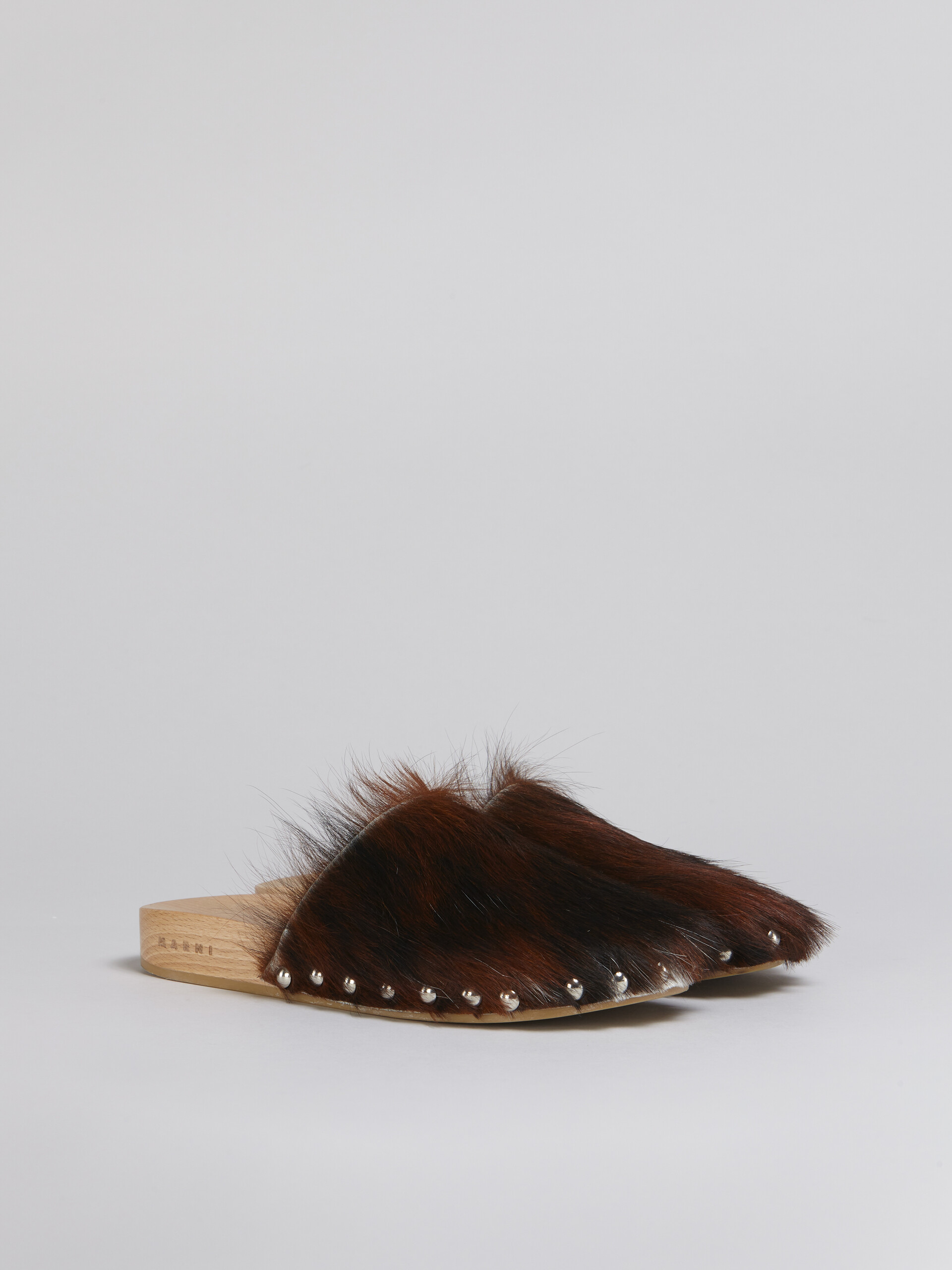 Spotted long calf hair wood sabot - Clogs - Image 2