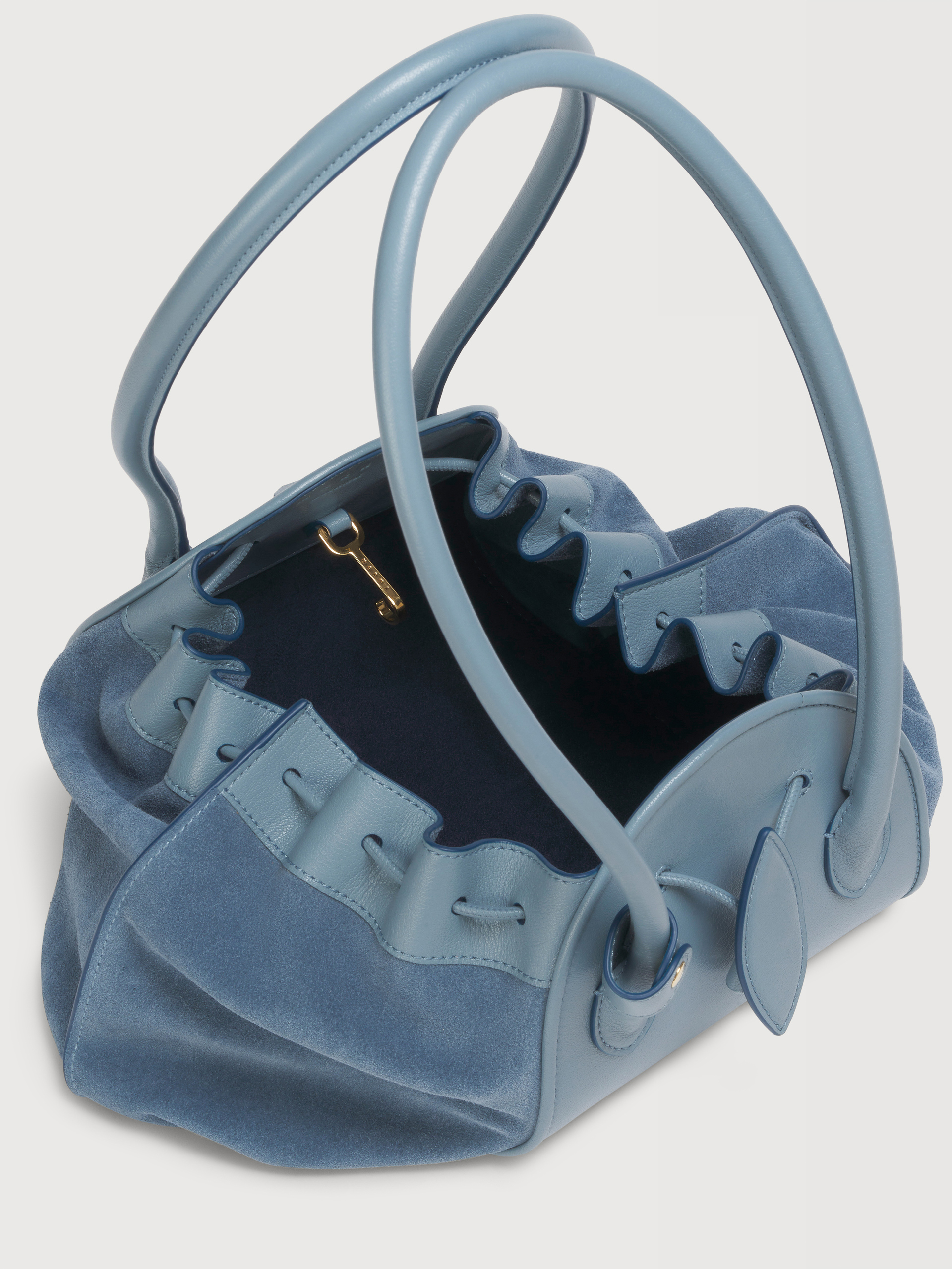 Blue leather and suede Tulipea shoulder bag - Shopping Bags - Image 3