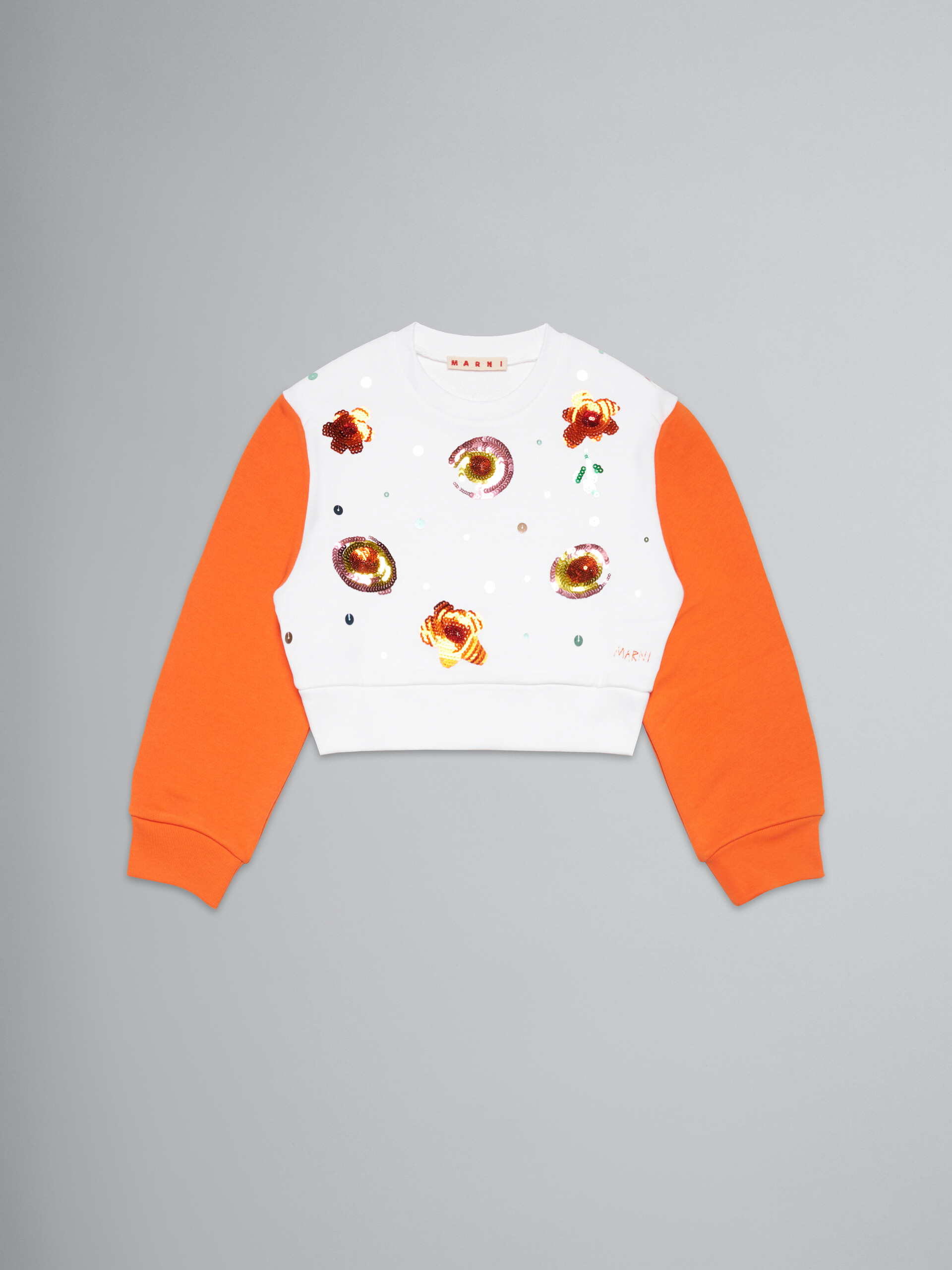 Sunny Day 프린트 컬러블록 크루넥 스웨트셔츠 - 스웨터 - Image 1