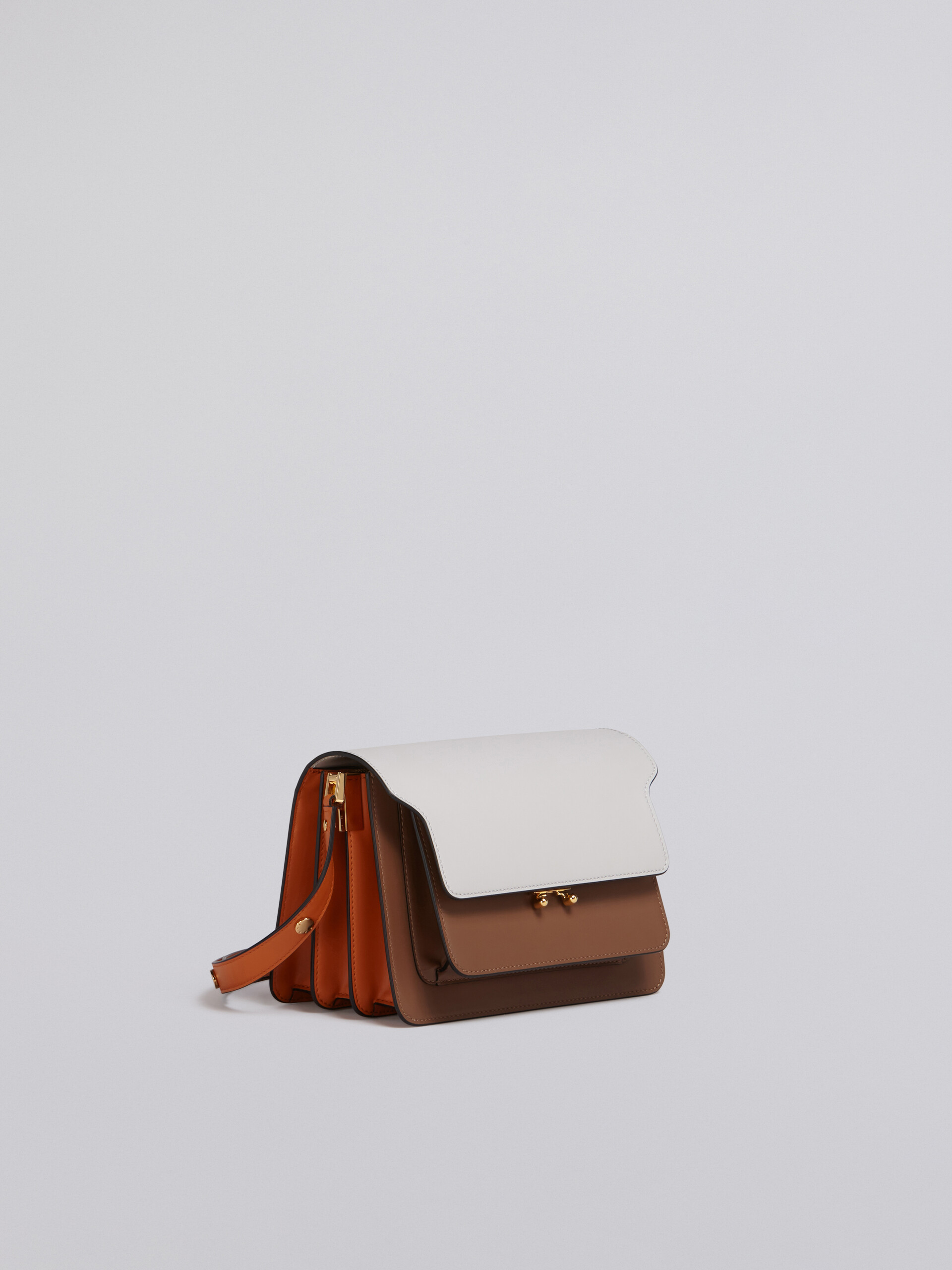 부드러운 화이트, 브라운 및 오렌지 송아지 가죽 TRUNK 백 - Shoulder Bag - Image 5