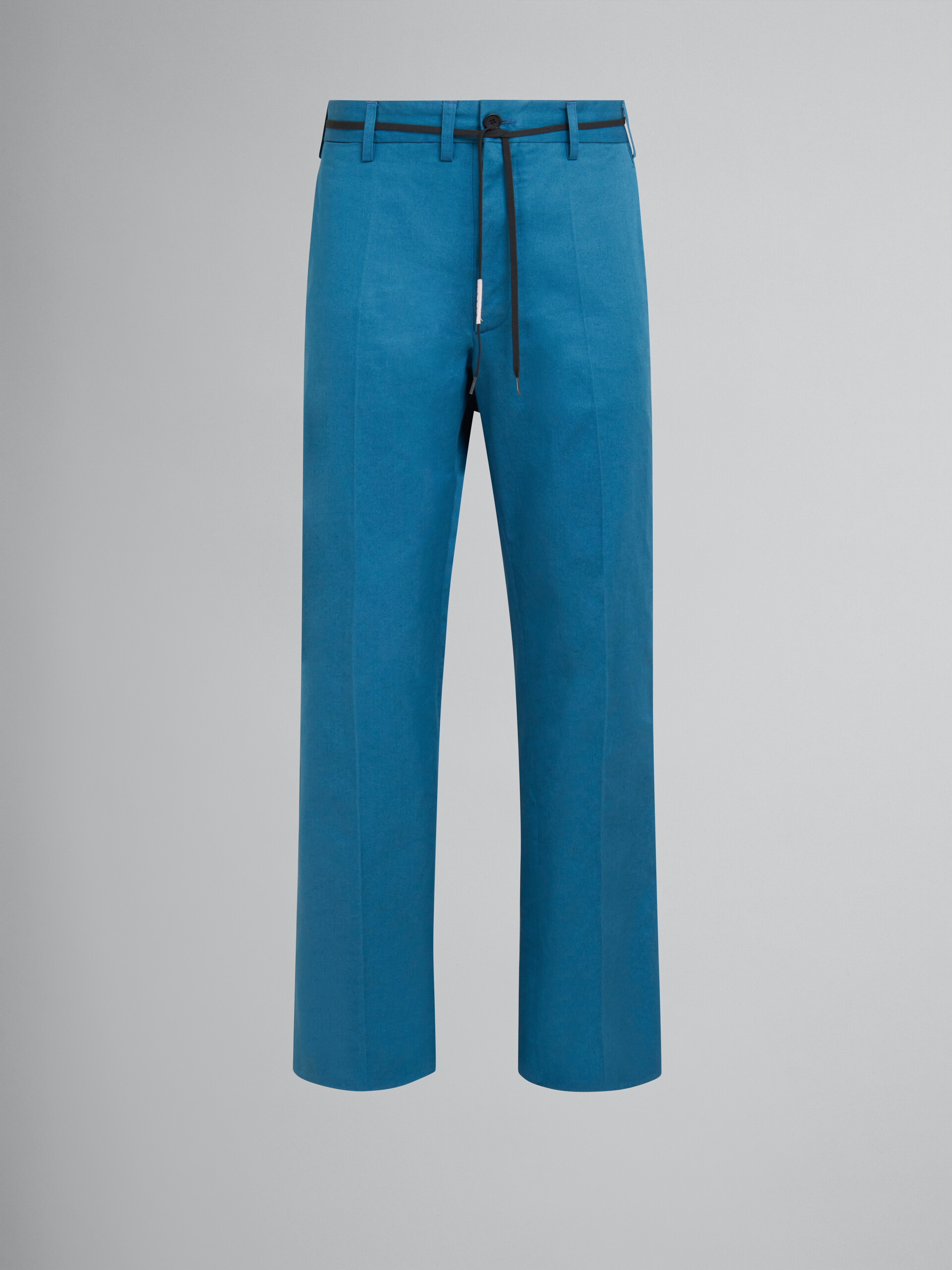 Chino en gabardine biologique bleue - Pantalons - Image 1