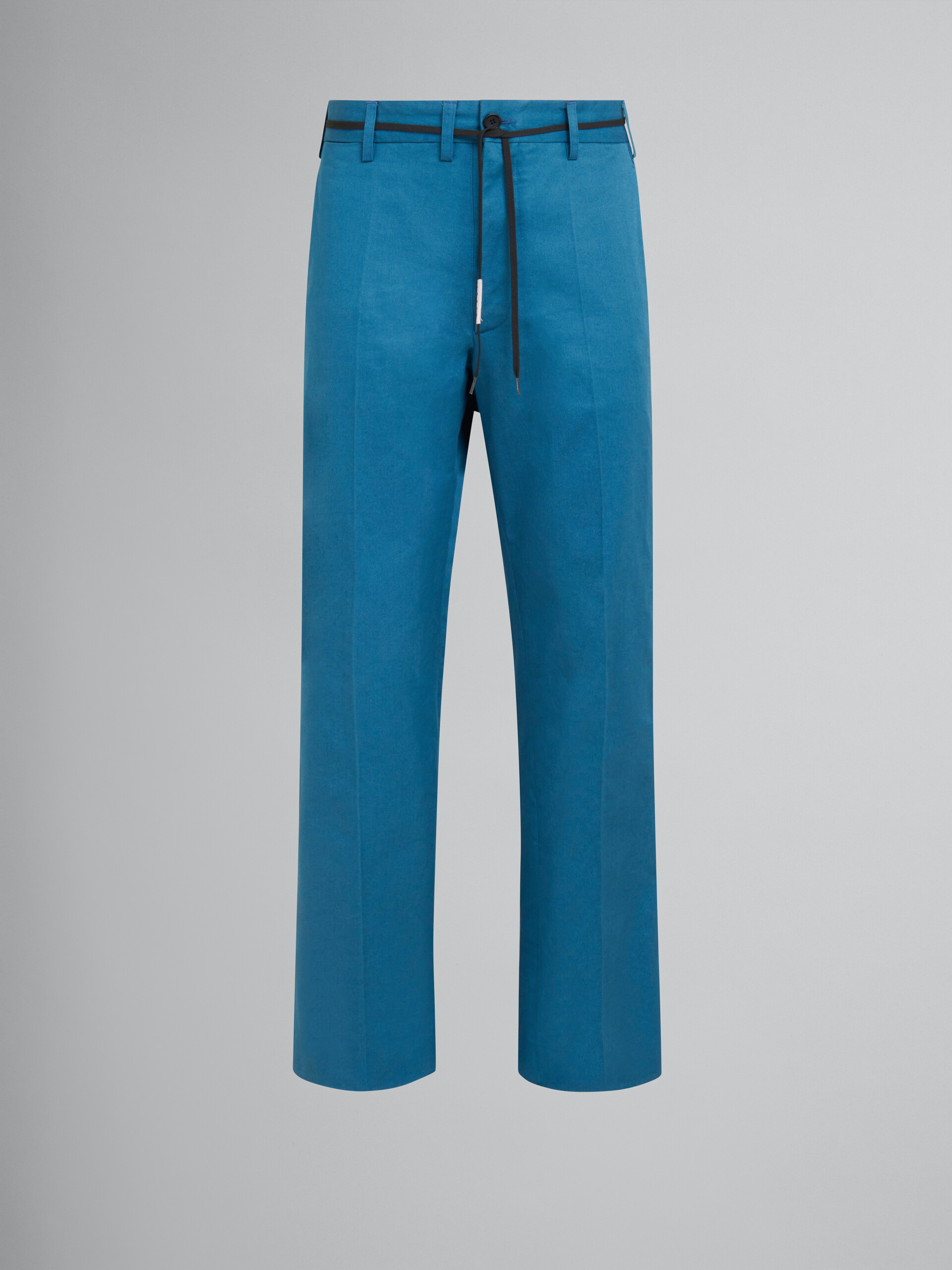 Blue organic gabardine chinos - Pants - Image 1