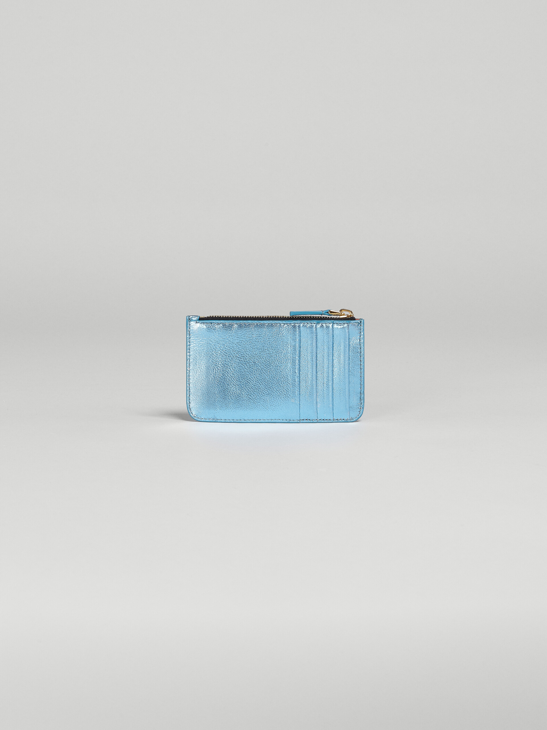 Porte-cartes en cuir nappa bleu pâle métallisé - Portefeuilles - Image 3