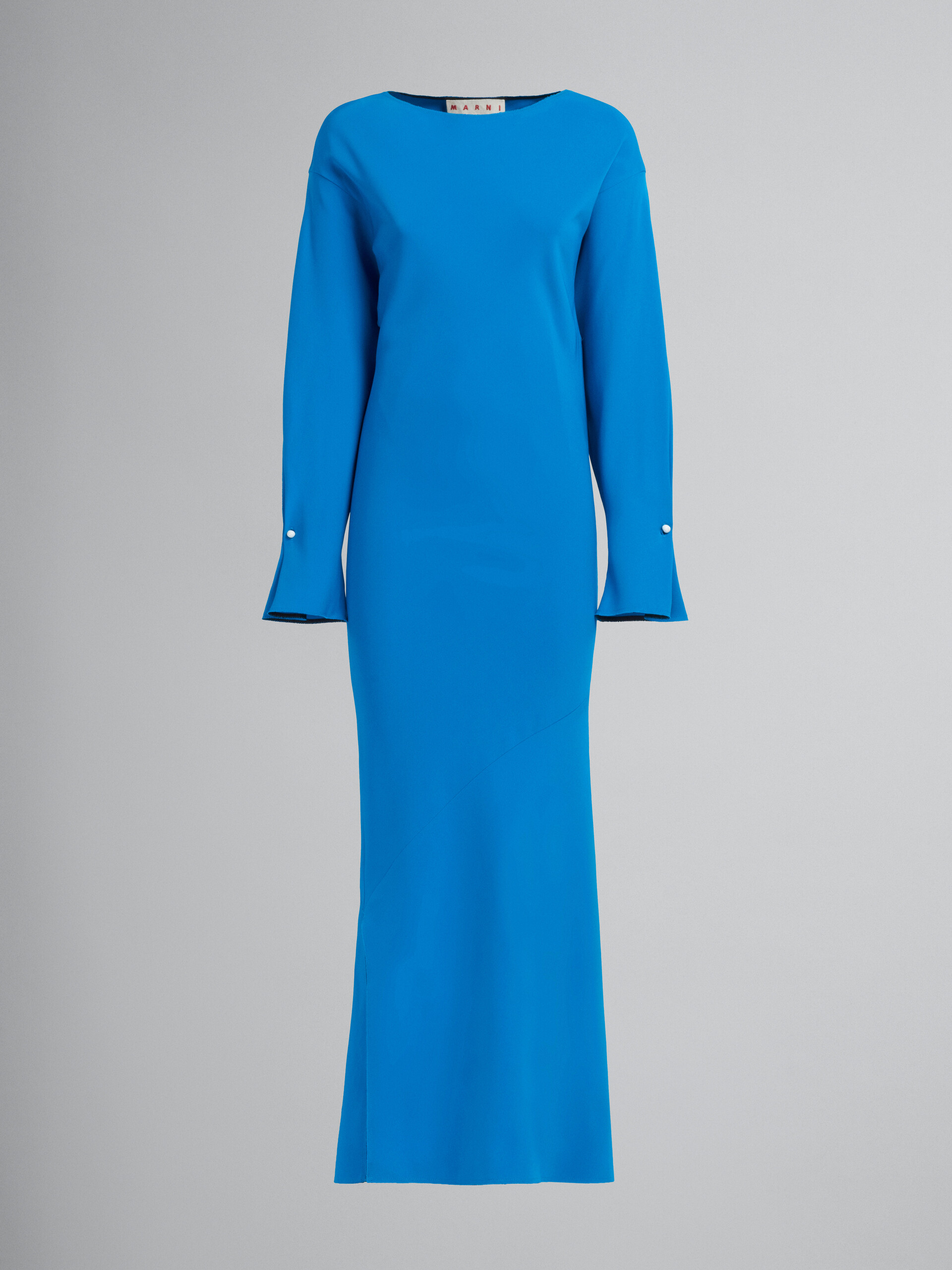 Blue stretch cady long dress - Dresses - Image 1