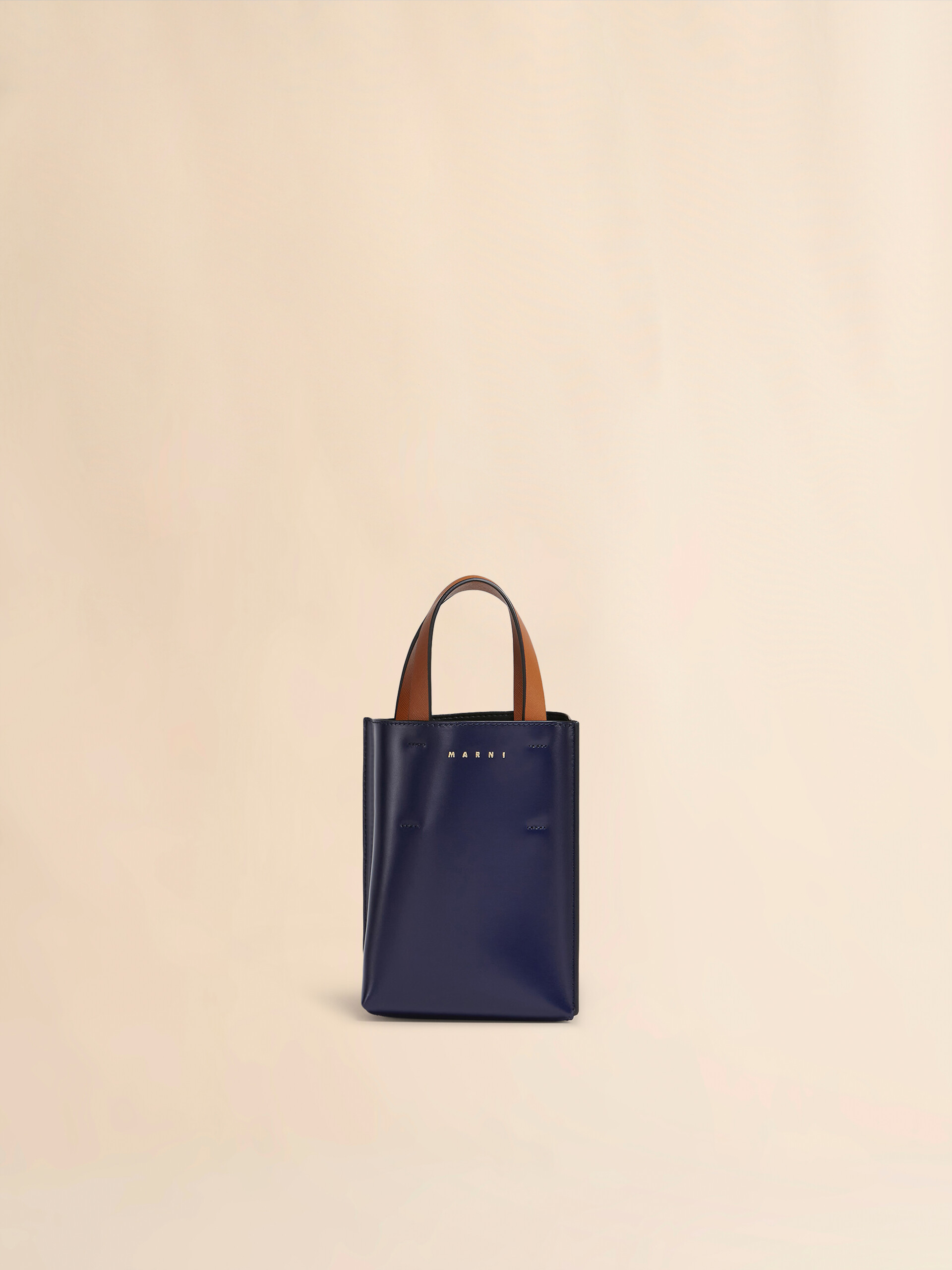 Sac nano MUSEO en cuir bleu et blanc - Sacs cabas - Image 1