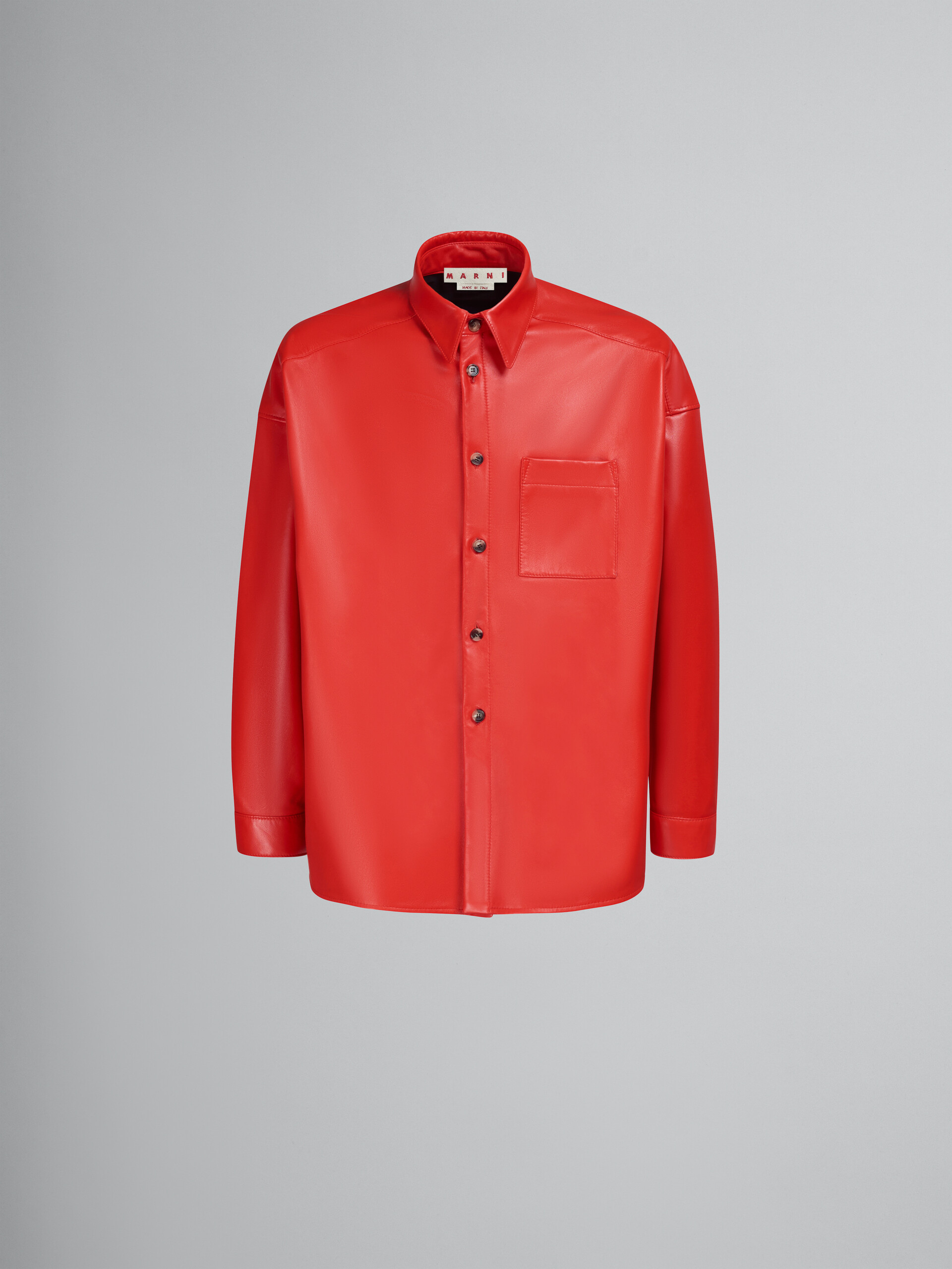 Red nappa leather shirt - Shirts - Image 1