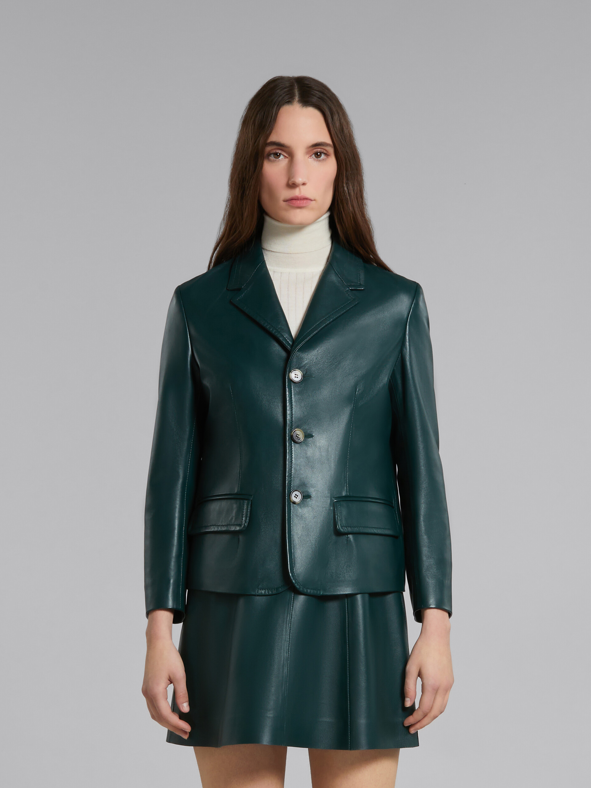 Green leather jacket - Jackets - Image 2