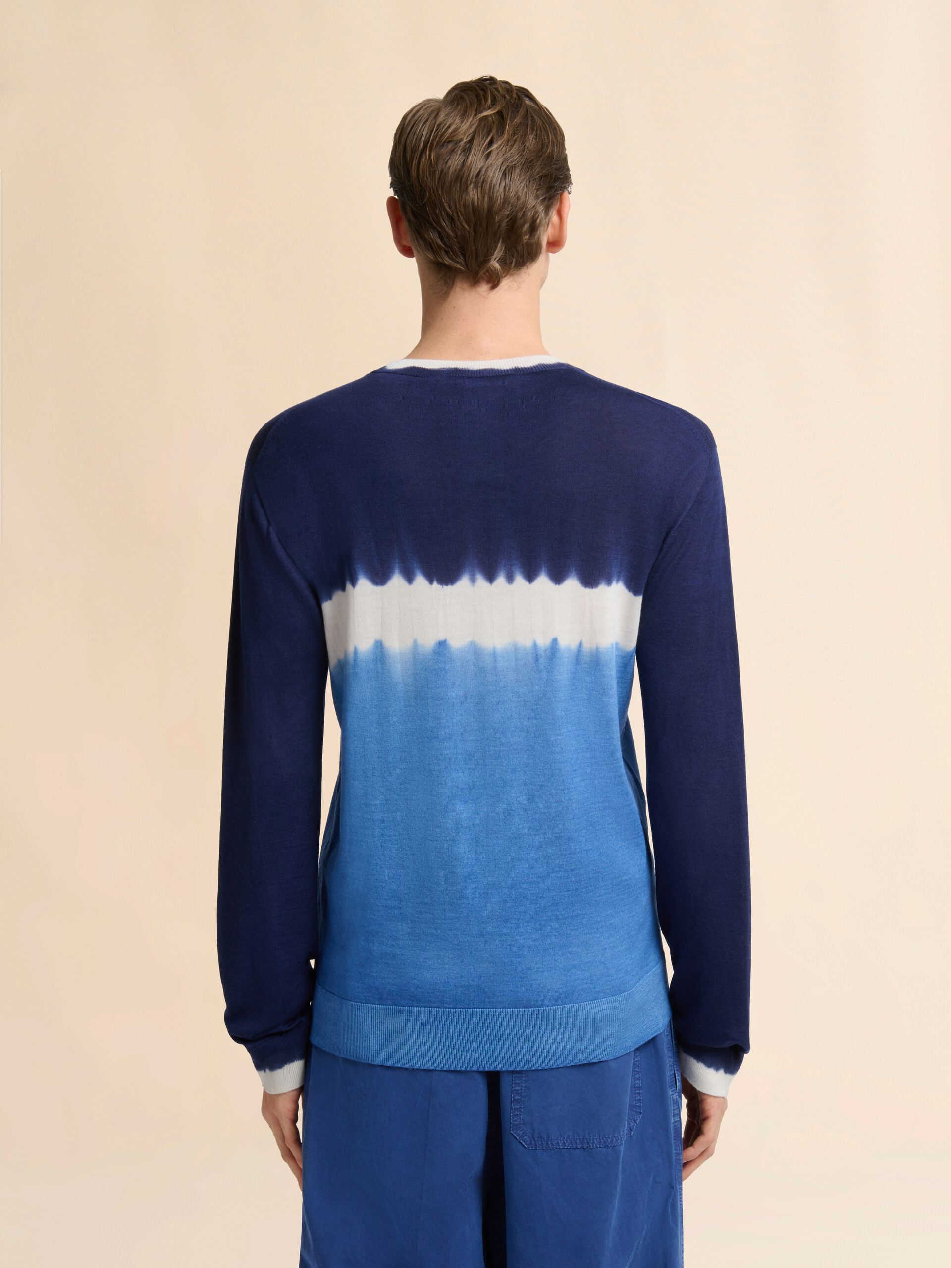 Blue wool-silk jumper with tie-dye effect - Pullovers - Image 3