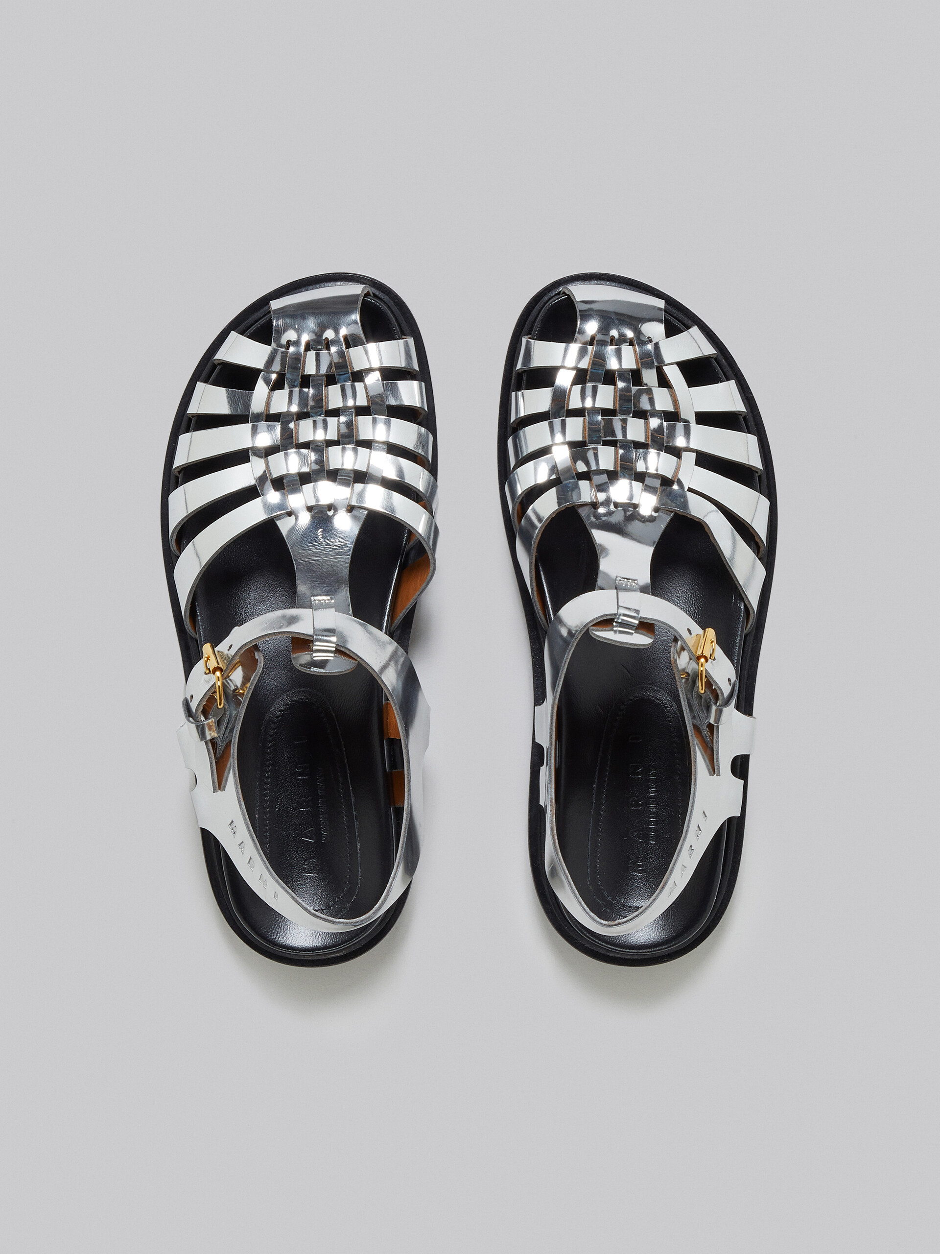 Silver mirrored leather fisherman's sandal - Sandals - Image 4