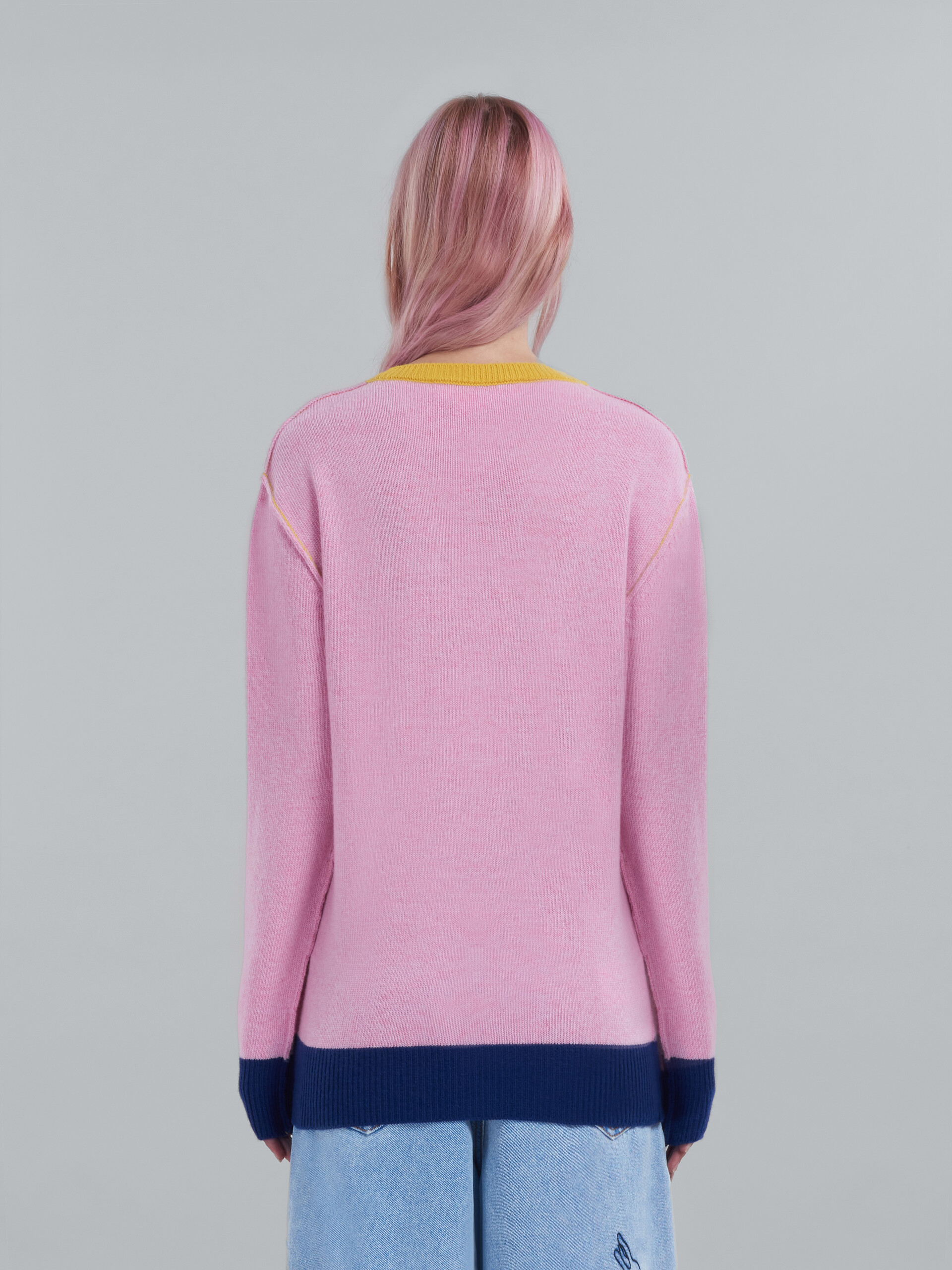 로고 장식 핑크 울 스웨터 - 풀오버 - Image 3
